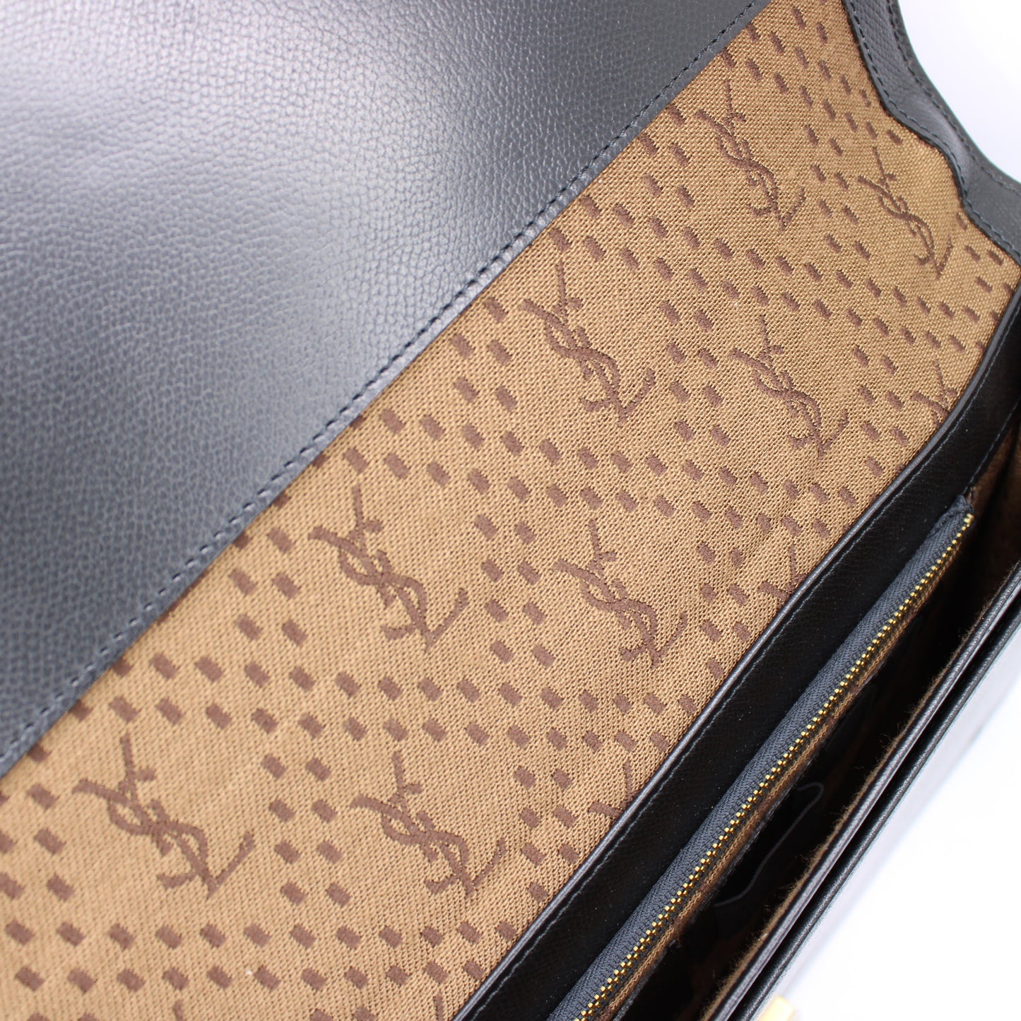 Yves Saint Laurent Black Leather Gold-Lock Briefcase Bag