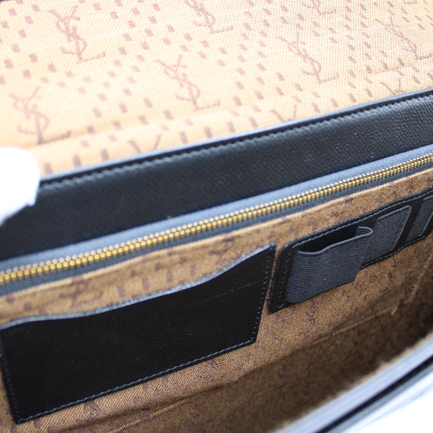 Yves Saint Laurent Black Leather Gold-Lock Briefcase Bag