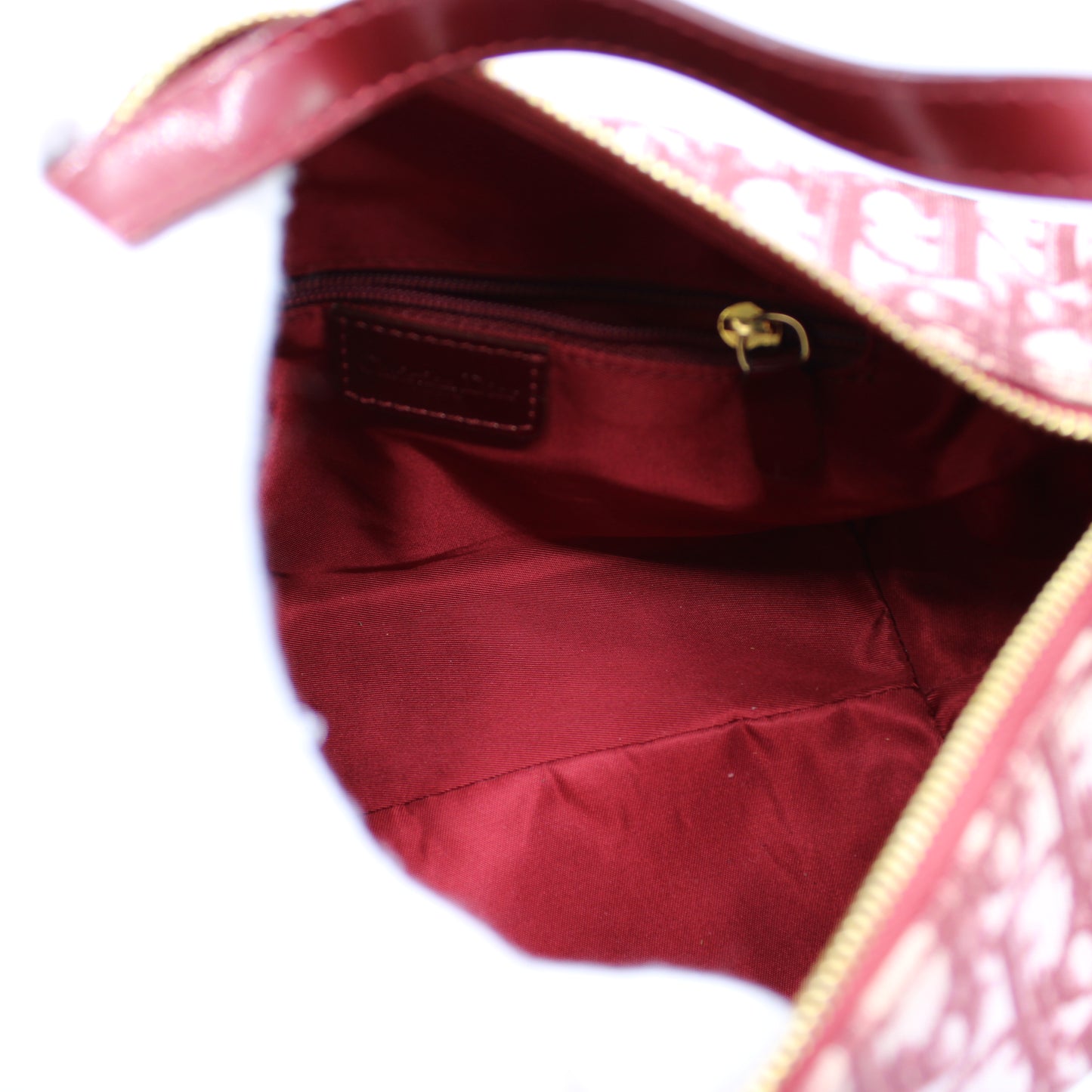 Christian Dior Burgundy Oblique CD Canvas Top Handle Pouch Bag