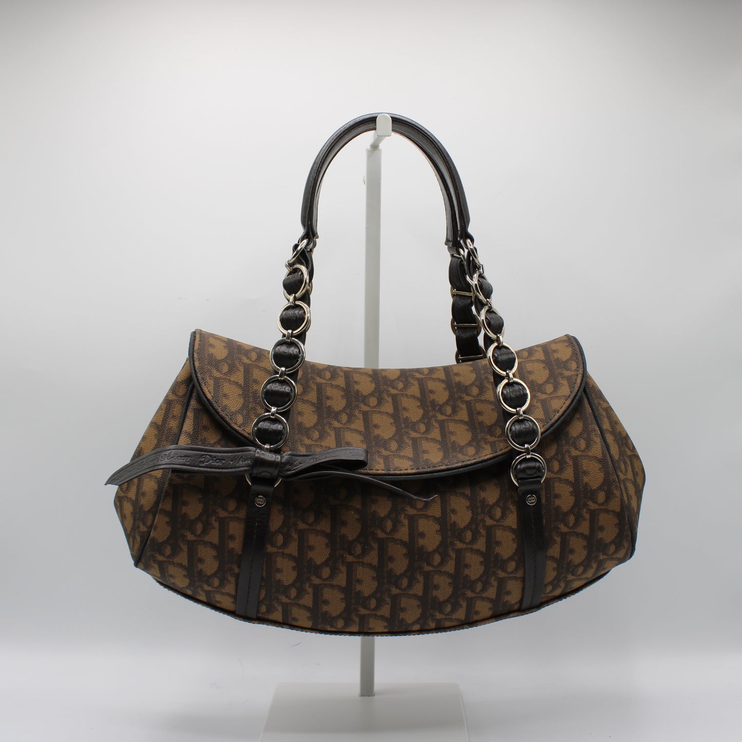 Christian Dior Brown Diorissimo Romantique Top Handle Flap Bag by John Galliano