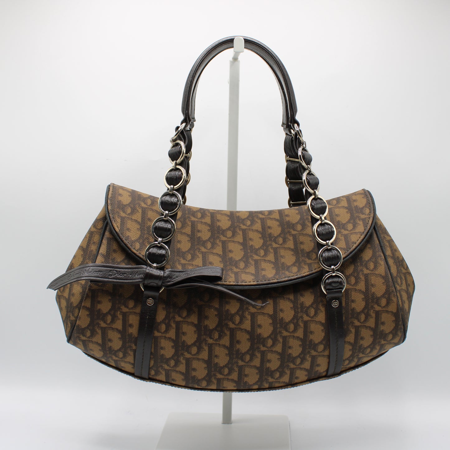 Christian Dior Brown Diorissimo Romantique Top Handle Flap Bag by John Galliano