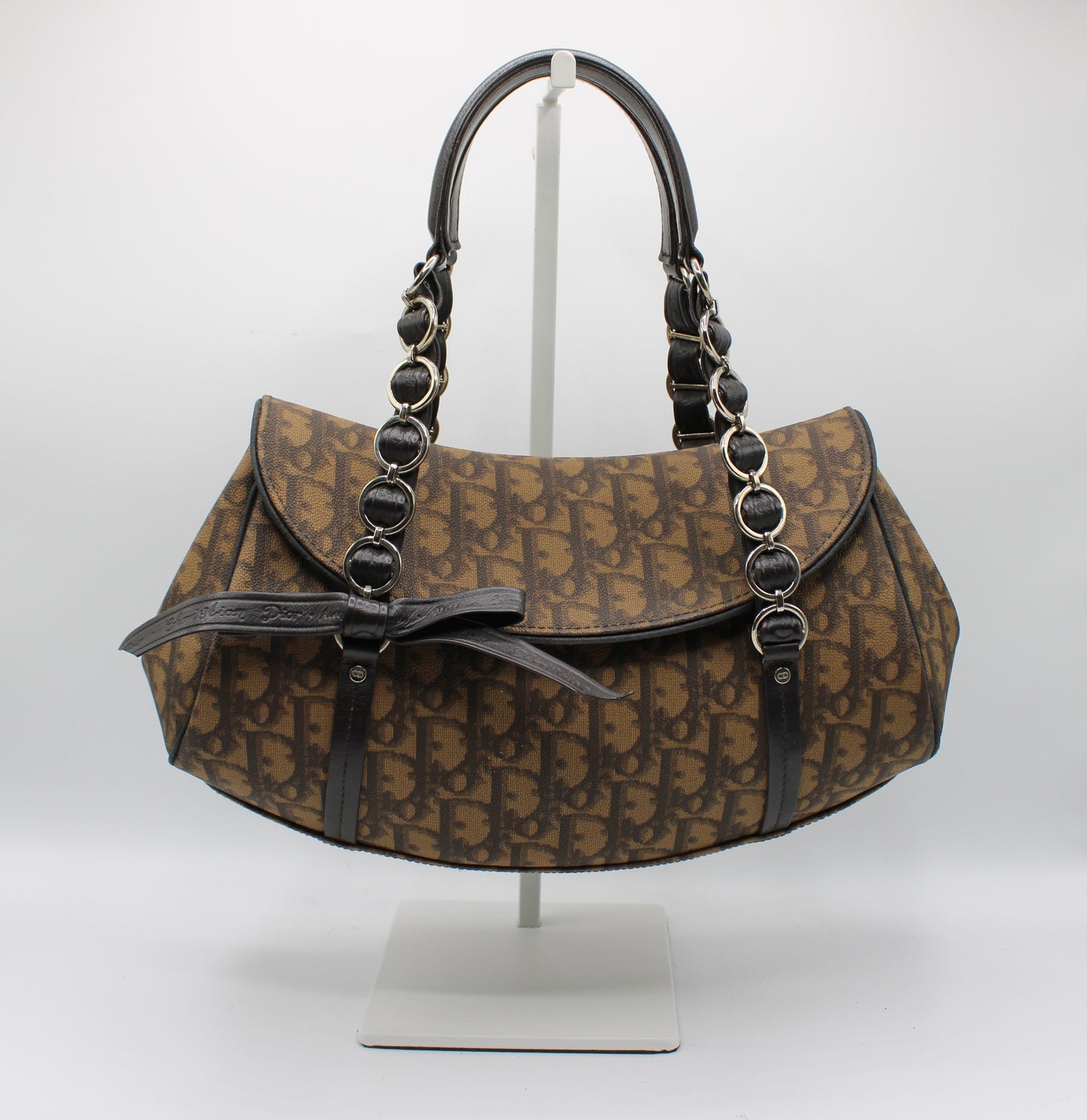 Christian Dior Brown Diorissimo Romantique Top Handle Flap Bag by John Galliano