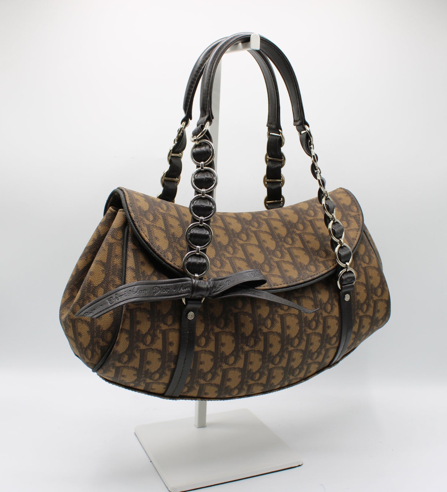 Christian Dior Brown Diorissimo Romantique Top Handle Flap Bag by John Galliano