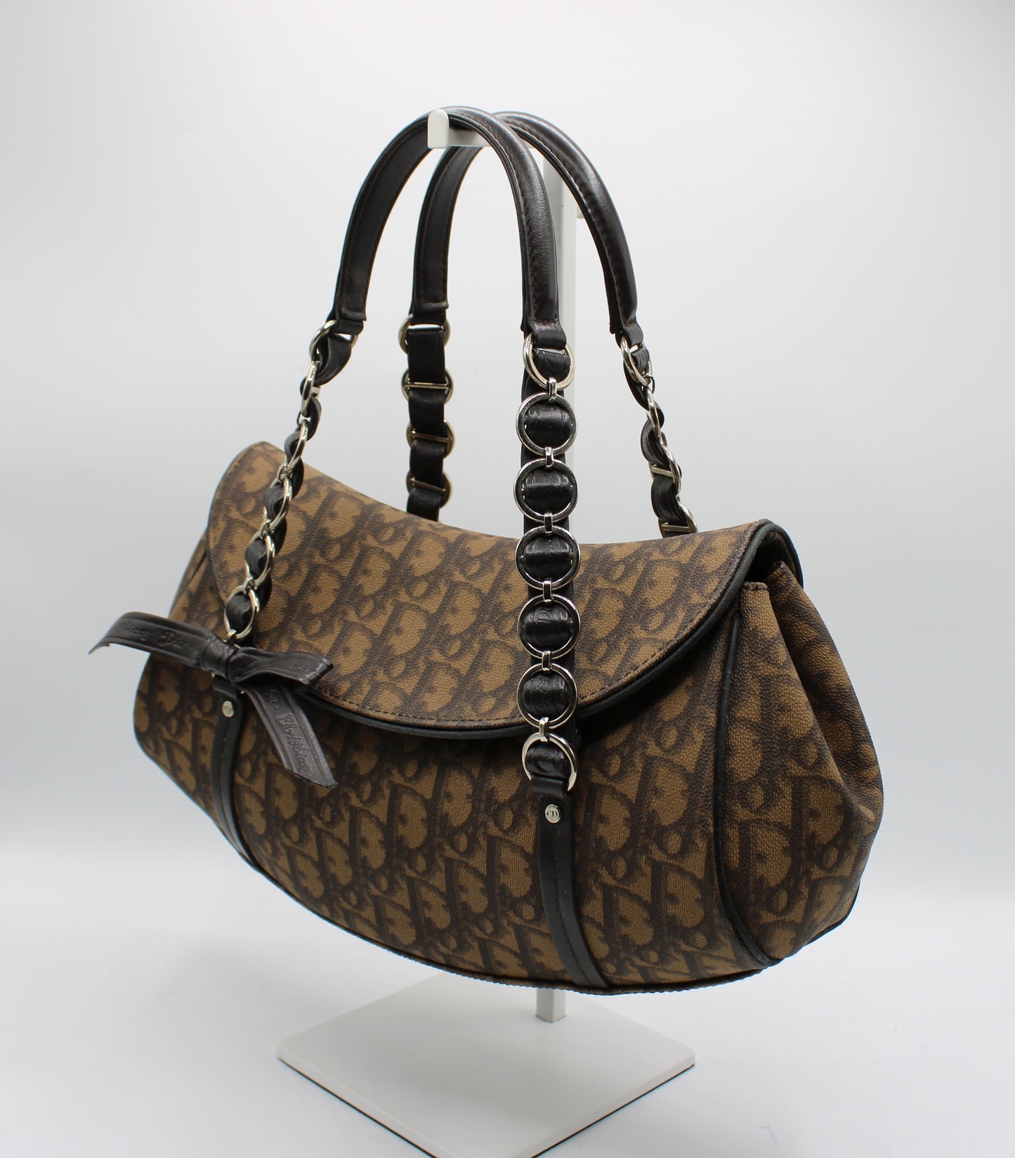 Christian Dior Brown Diorissimo Romantique Top Handle Flap Bag by John Galliano