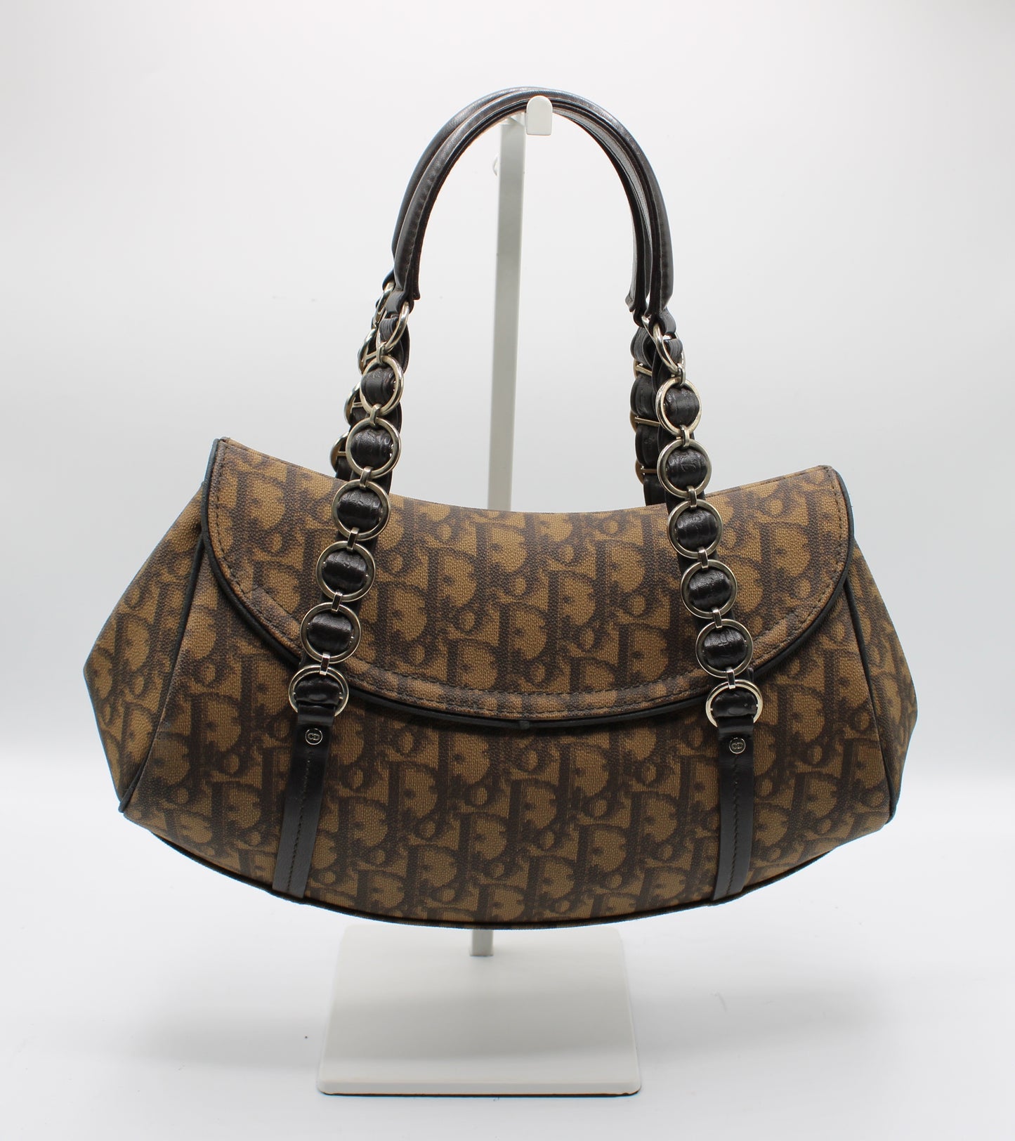 Christian Dior Brown Diorissimo Romantique Top Handle Flap Bag by John Galliano