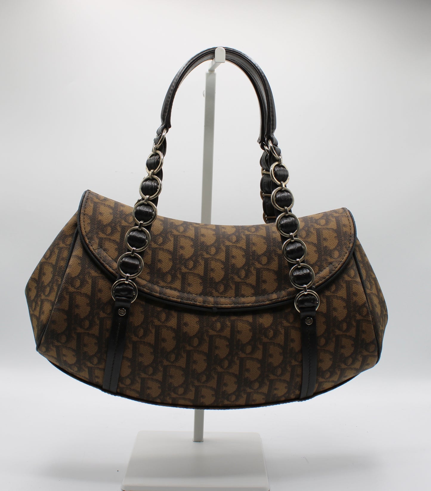 Christian Dior Brown Diorissimo Romantique Top Handle Flap Bag by John Galliano