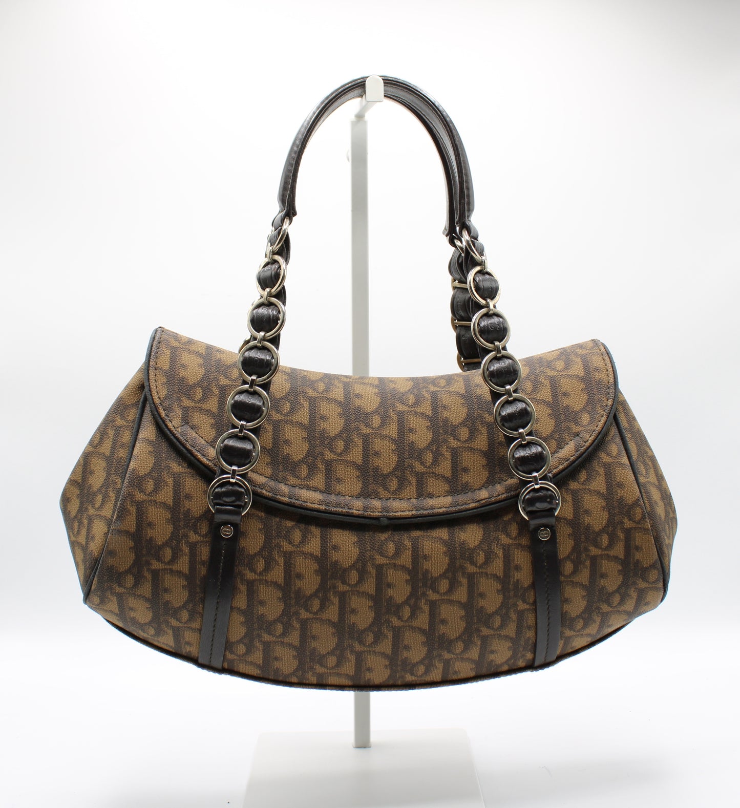 Christian Dior Brown Diorissimo Romantique Top Handle Flap Bag by John Galliano
