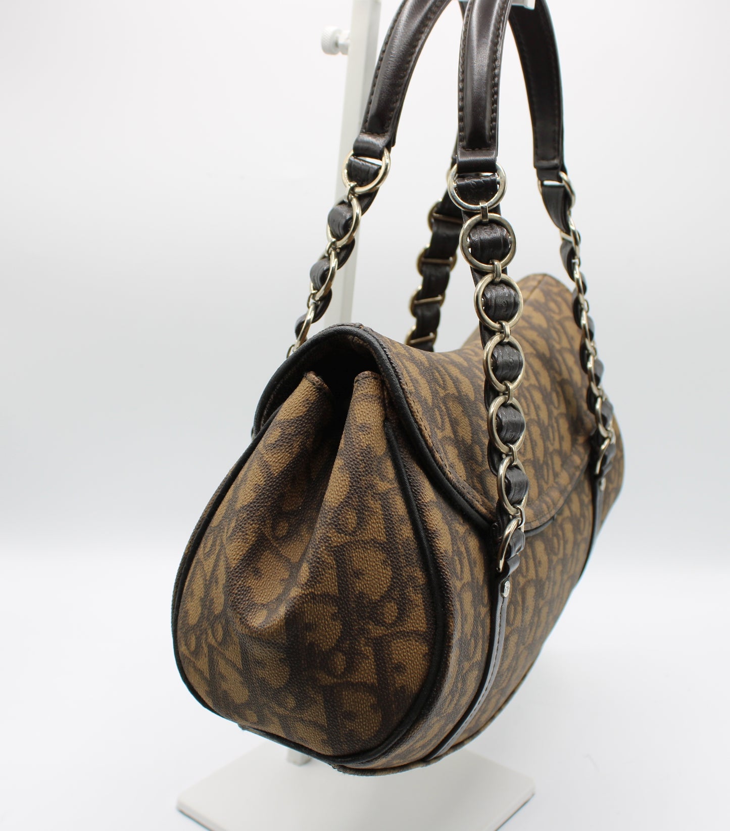 Christian Dior Brown Diorissimo Romantique Top Handle Flap Bag by John Galliano