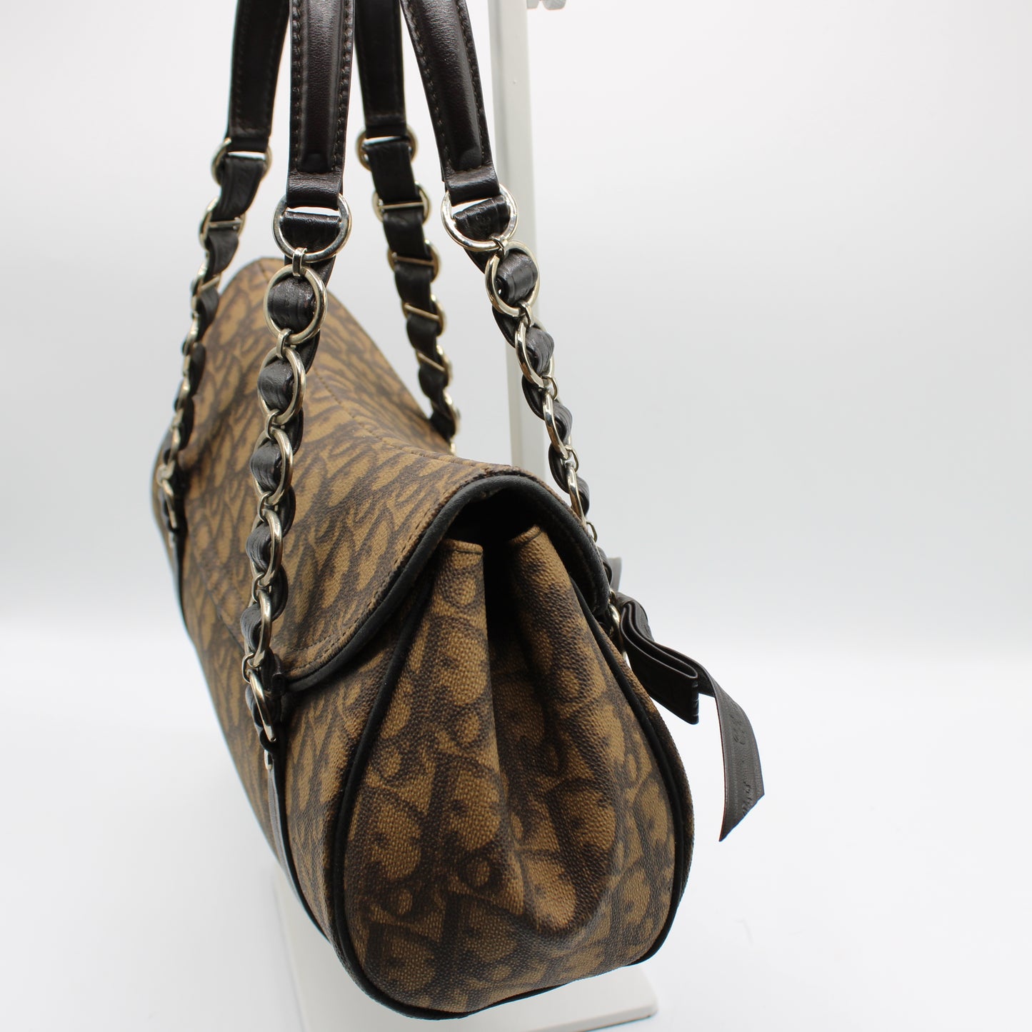Christian Dior Brown Diorissimo Romantique Top Handle Flap Bag by John Galliano