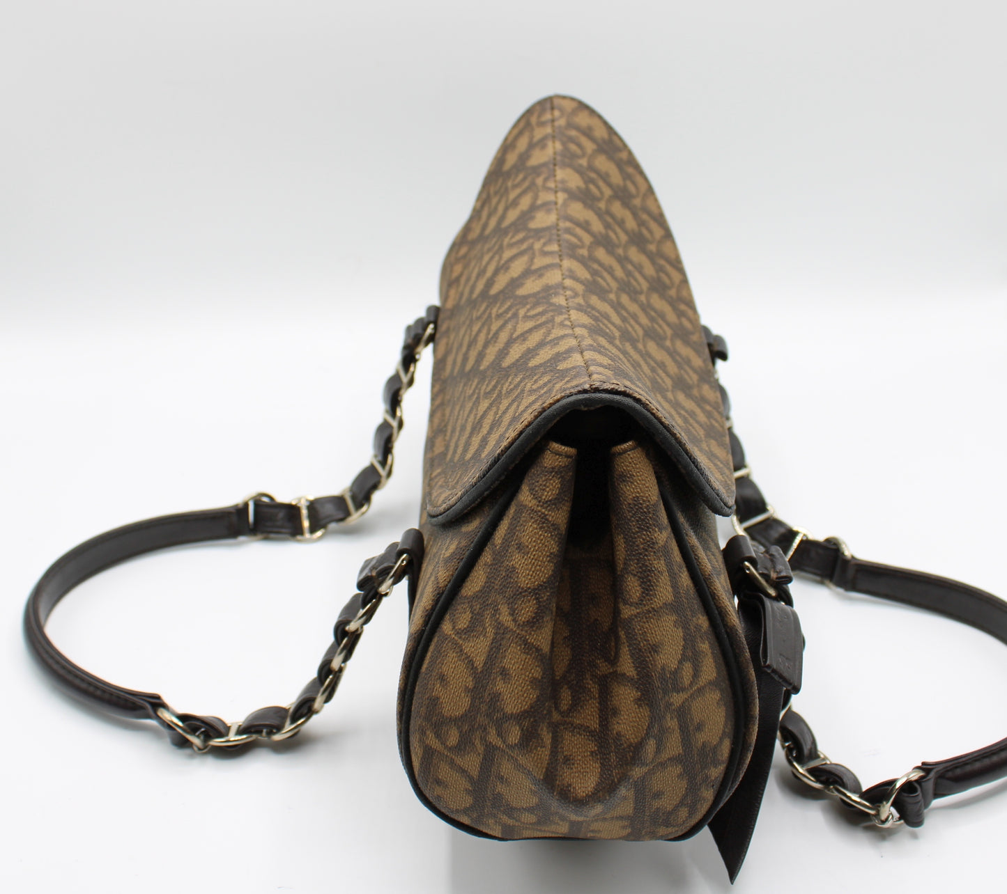 Christian Dior Brown Diorissimo Romantique Top Handle Flap Bag by John Galliano