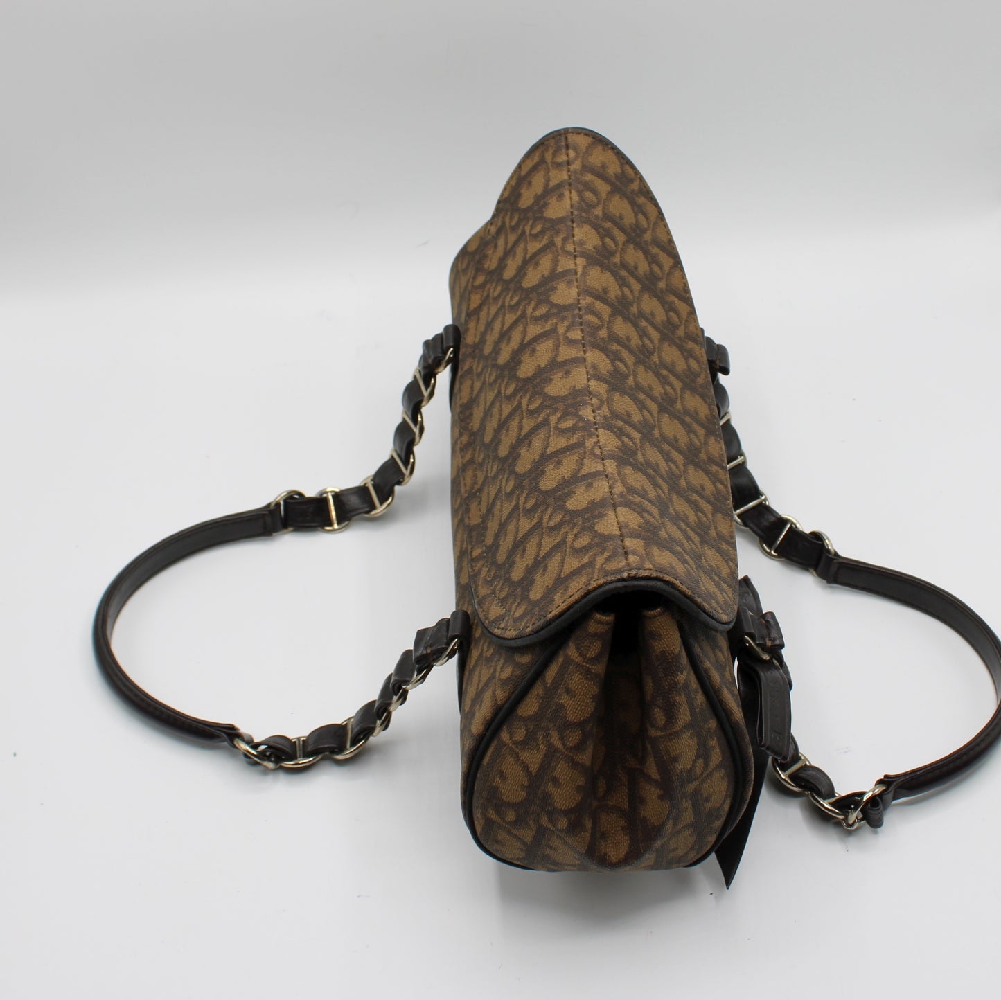 Christian Dior Brown Diorissimo Romantique Top Handle Flap Bag by John Galliano