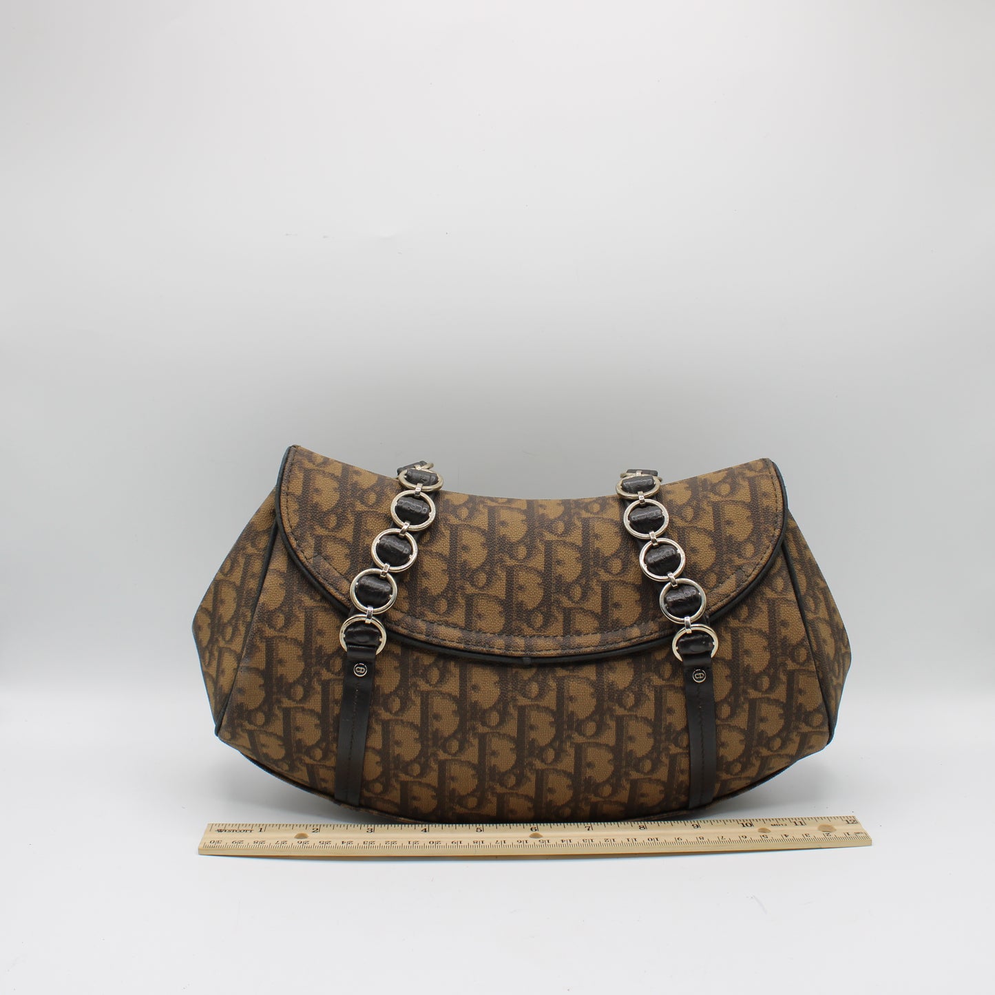 Christian Dior Brown Diorissimo Romantique Top Handle Flap Bag by John Galliano