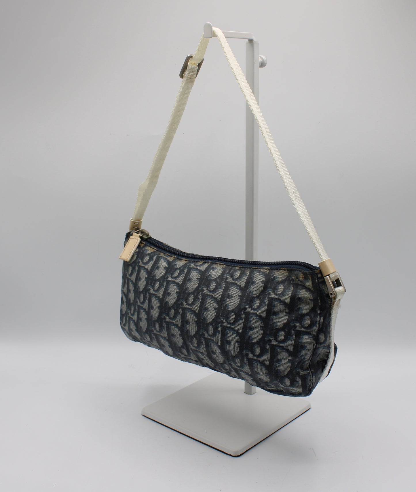 Christian Dior Navy Trotter Nylon Barrel Shoulder Pouch Bag