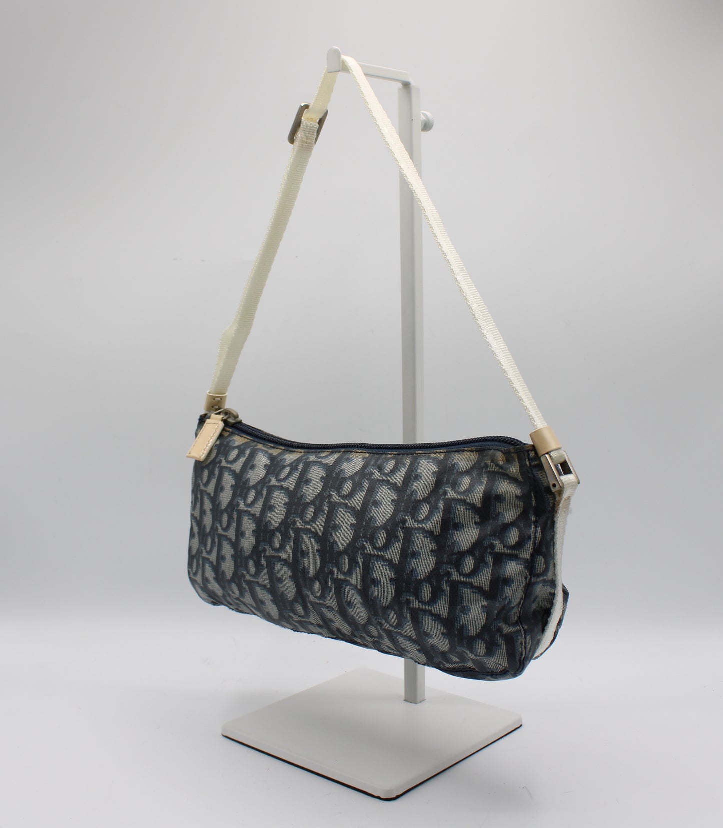 Christian Dior Navy Trotter Nylon Barrel Shoulder Pouch Bag