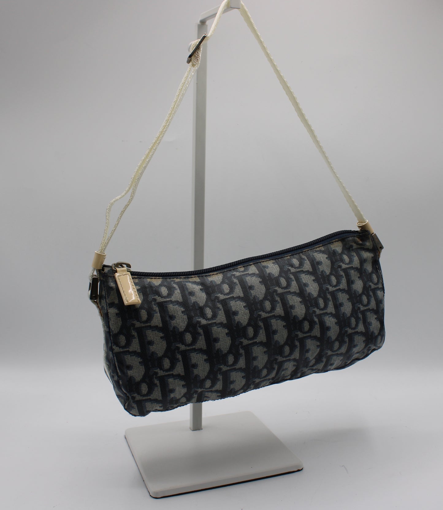 Christian Dior Navy Trotter Nylon Barrel Shoulder Pouch Bag