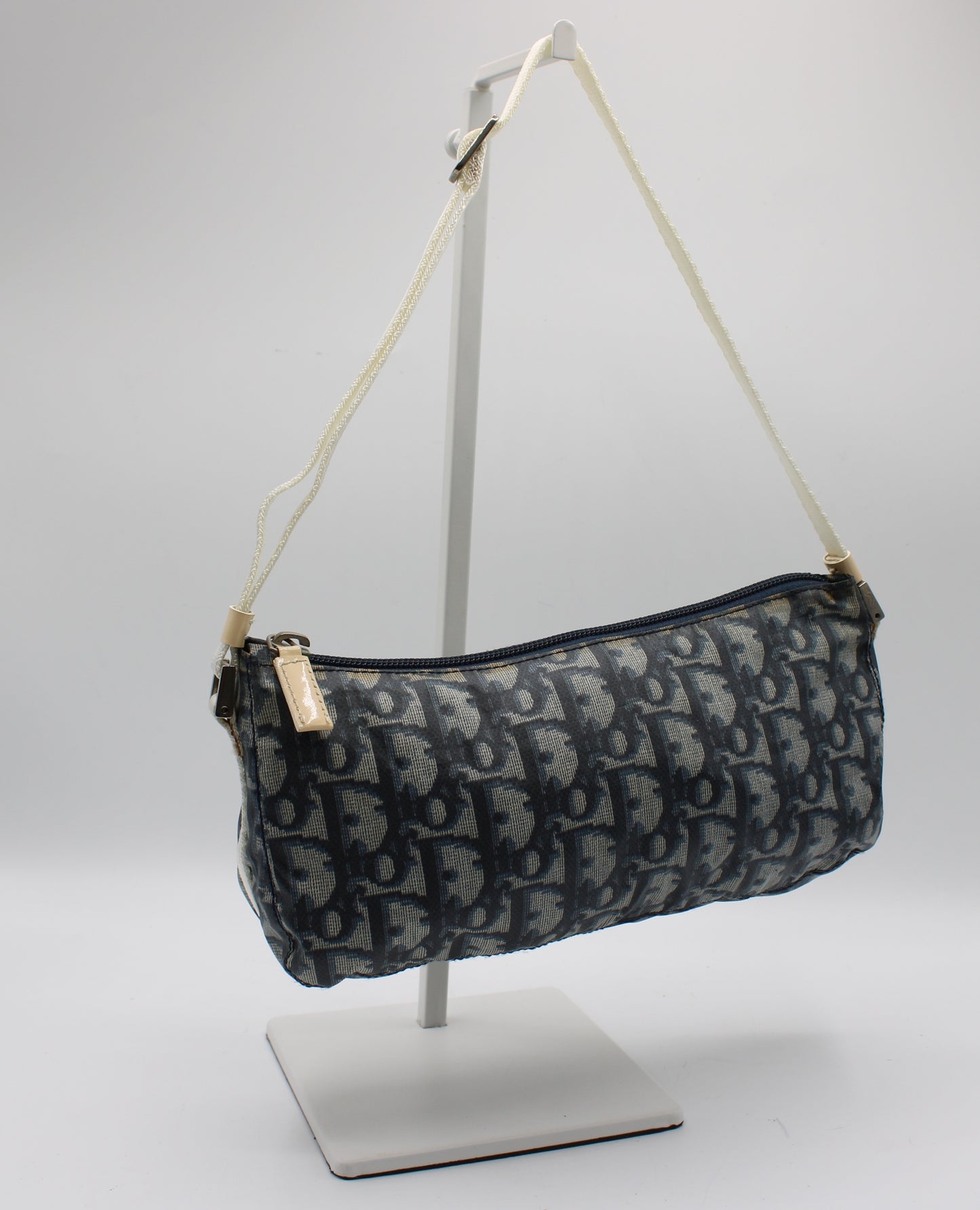 Christian Dior Navy Trotter Nylon Barrel Shoulder Pouch Bag
