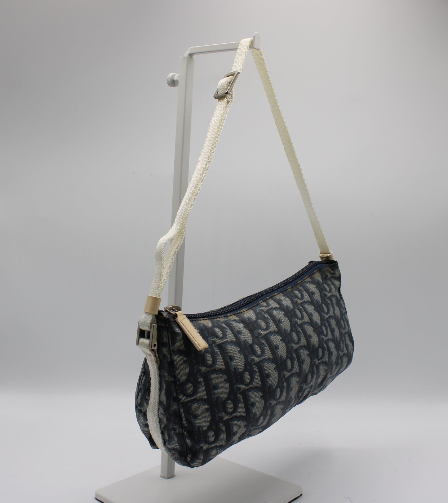 Christian Dior Navy Trotter Nylon Barrel Shoulder Pouch Bag