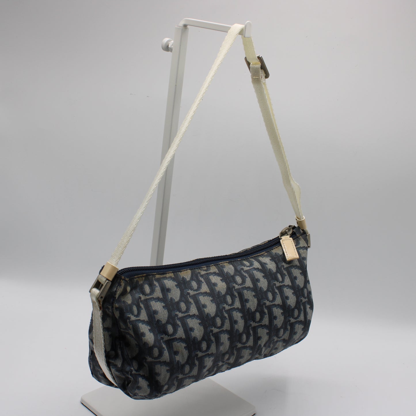 Christian Dior Navy Trotter Nylon Barrel Shoulder Pouch Bag