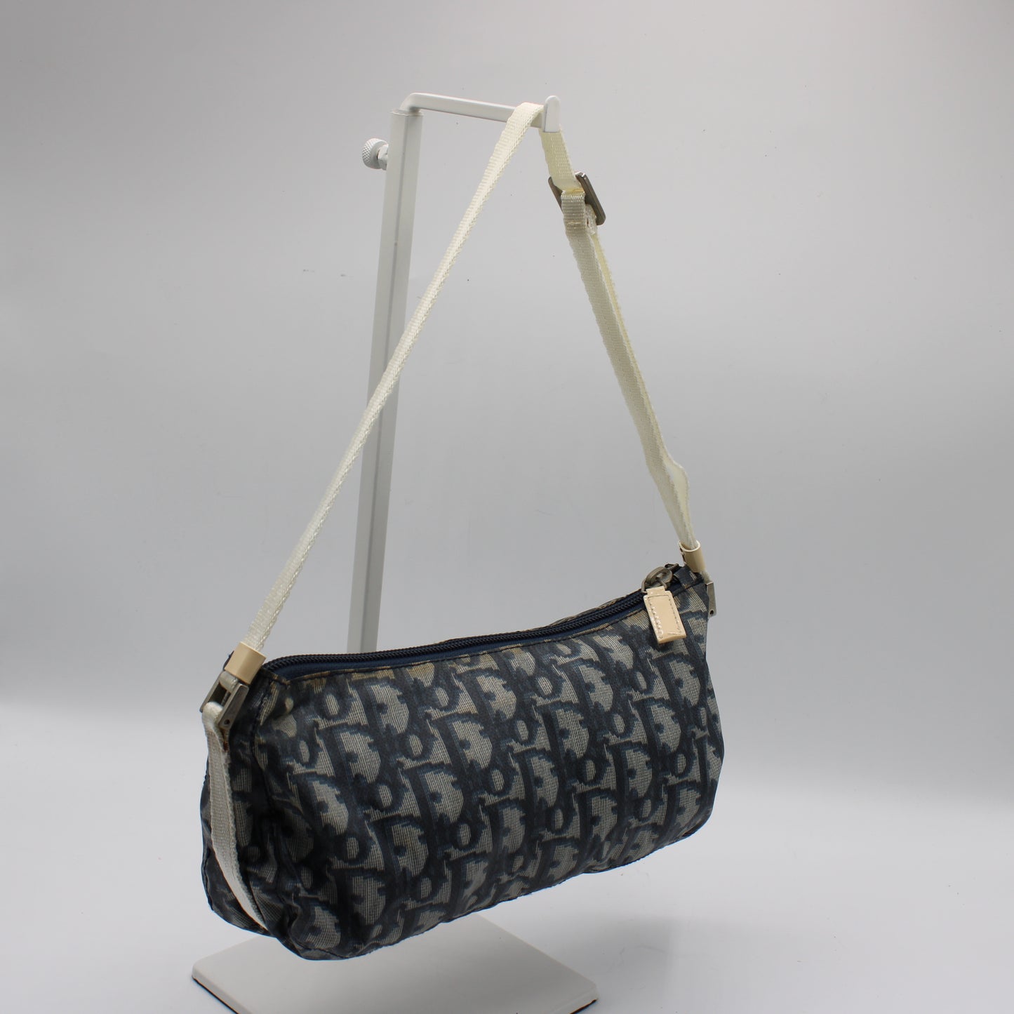 Christian Dior Navy Trotter Nylon Barrel Shoulder Pouch Bag