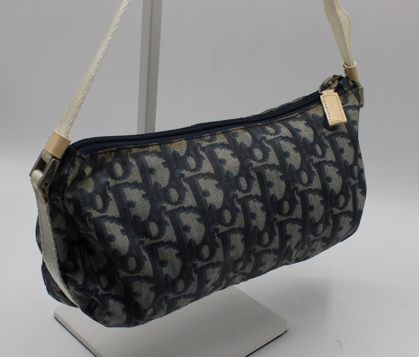 Christian Dior Navy Trotter Nylon Barrel Shoulder Pouch Bag