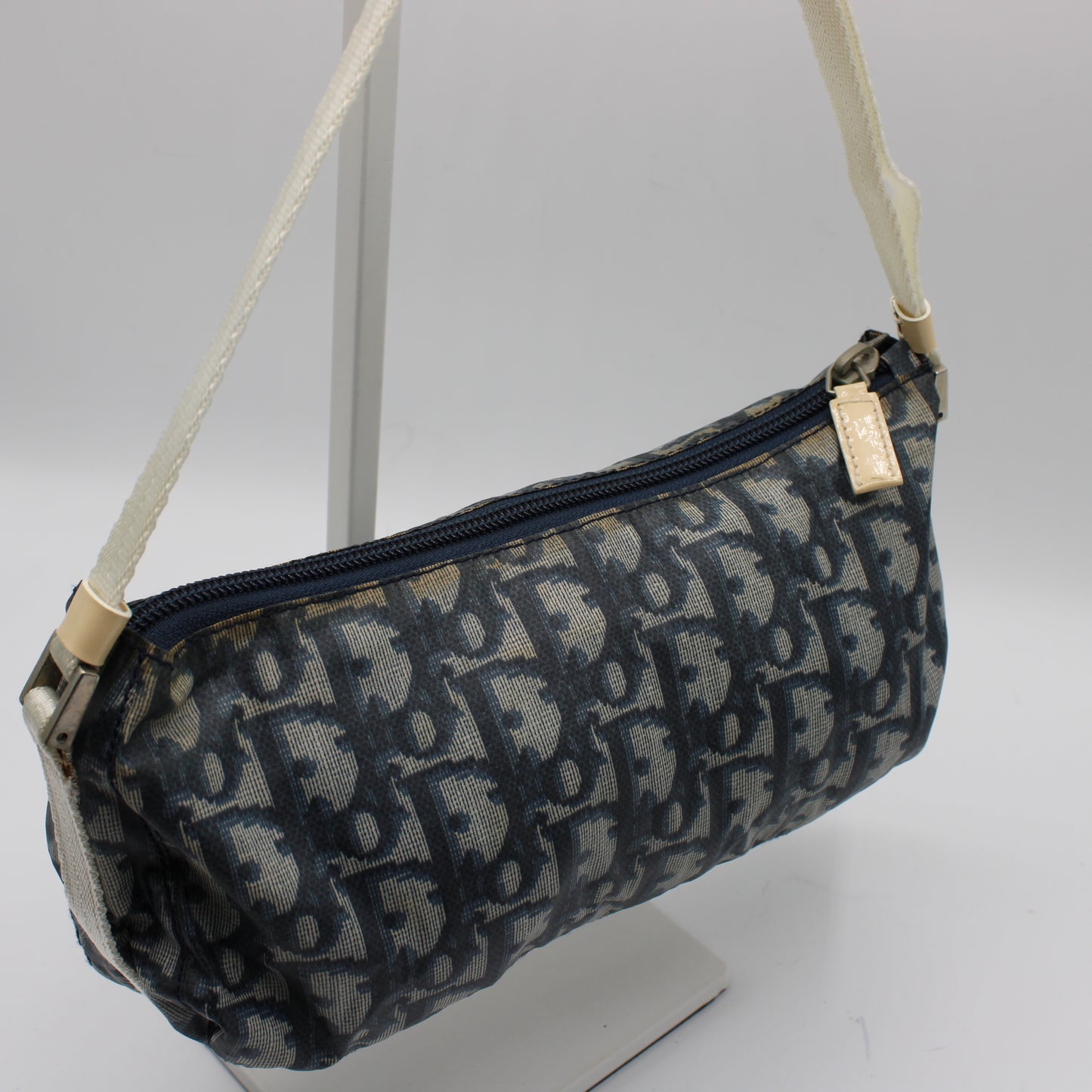 Christian Dior Navy Trotter Nylon Barrel Shoulder Pouch Bag