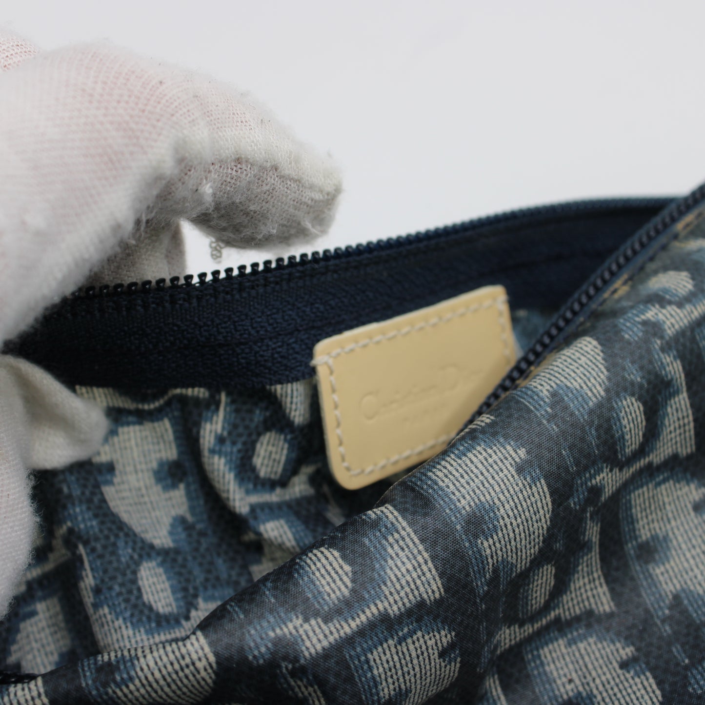Christian Dior Navy Trotter Nylon Barrel Shoulder Pouch Bag