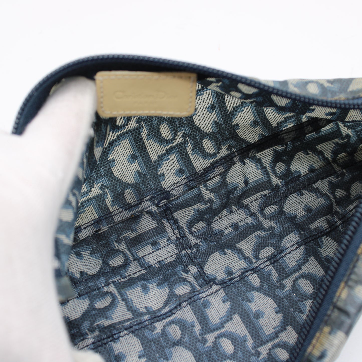 Christian Dior Navy Trotter Nylon Barrel Shoulder Pouch Bag