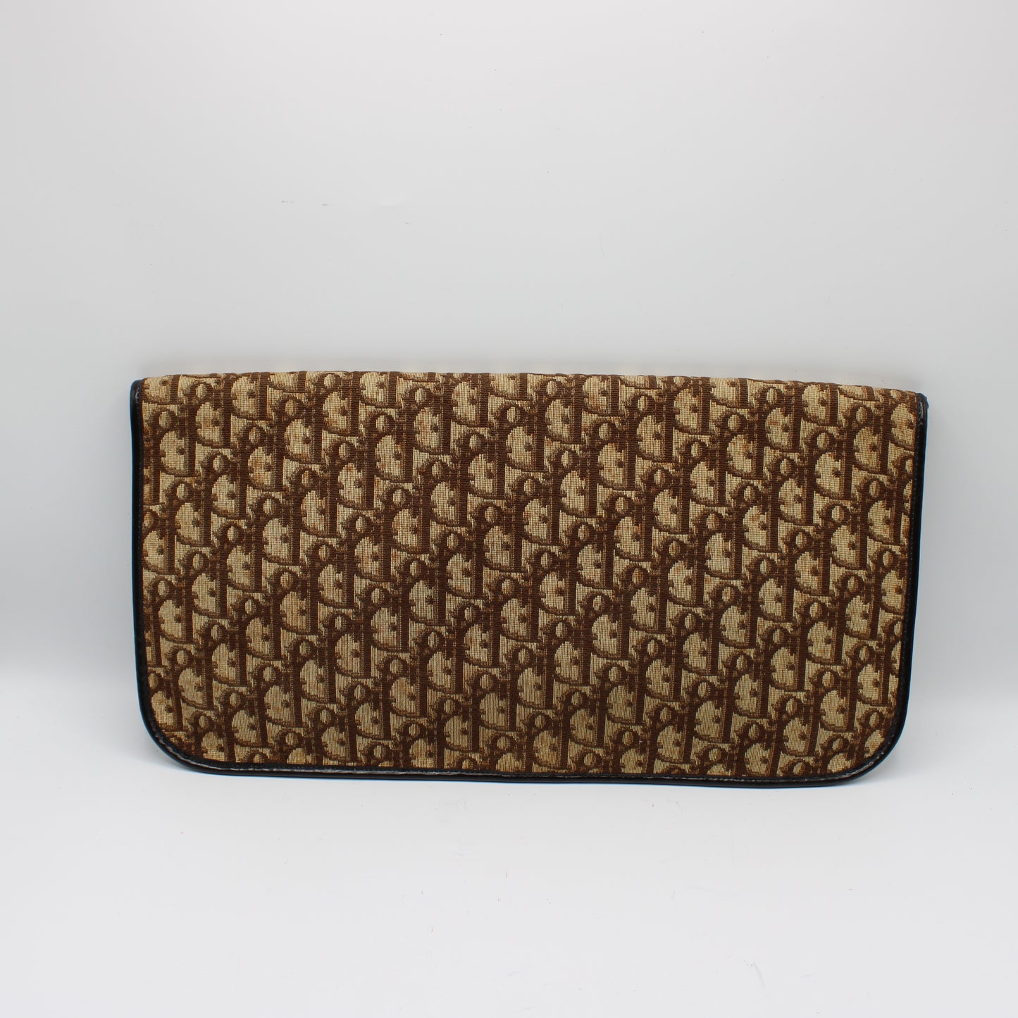 Christian Dior Carrie Monogram Canvas Leather Envelope Clutch Bag