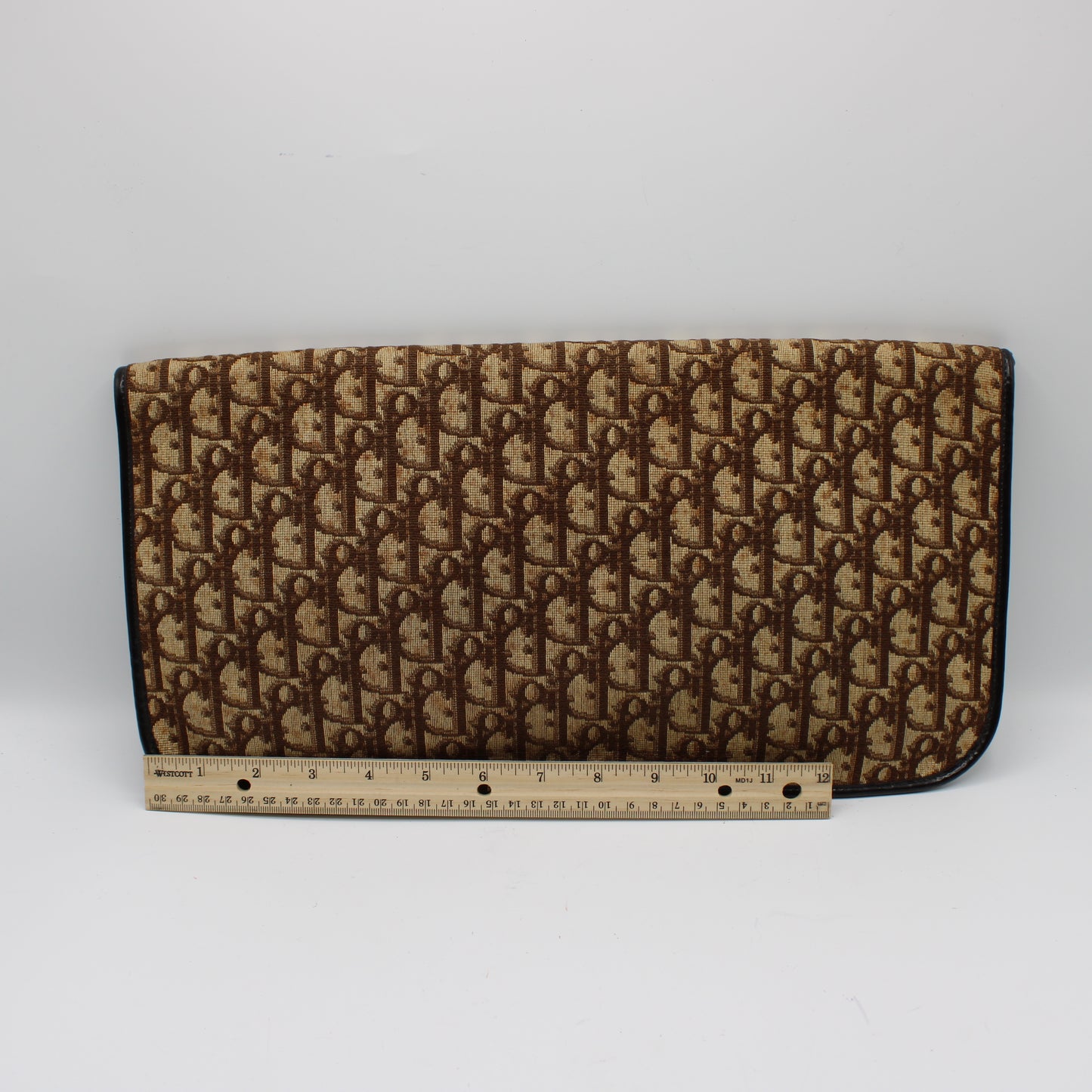 Christian Dior Carrie Monogram Canvas Leather Envelope Clutch Bag