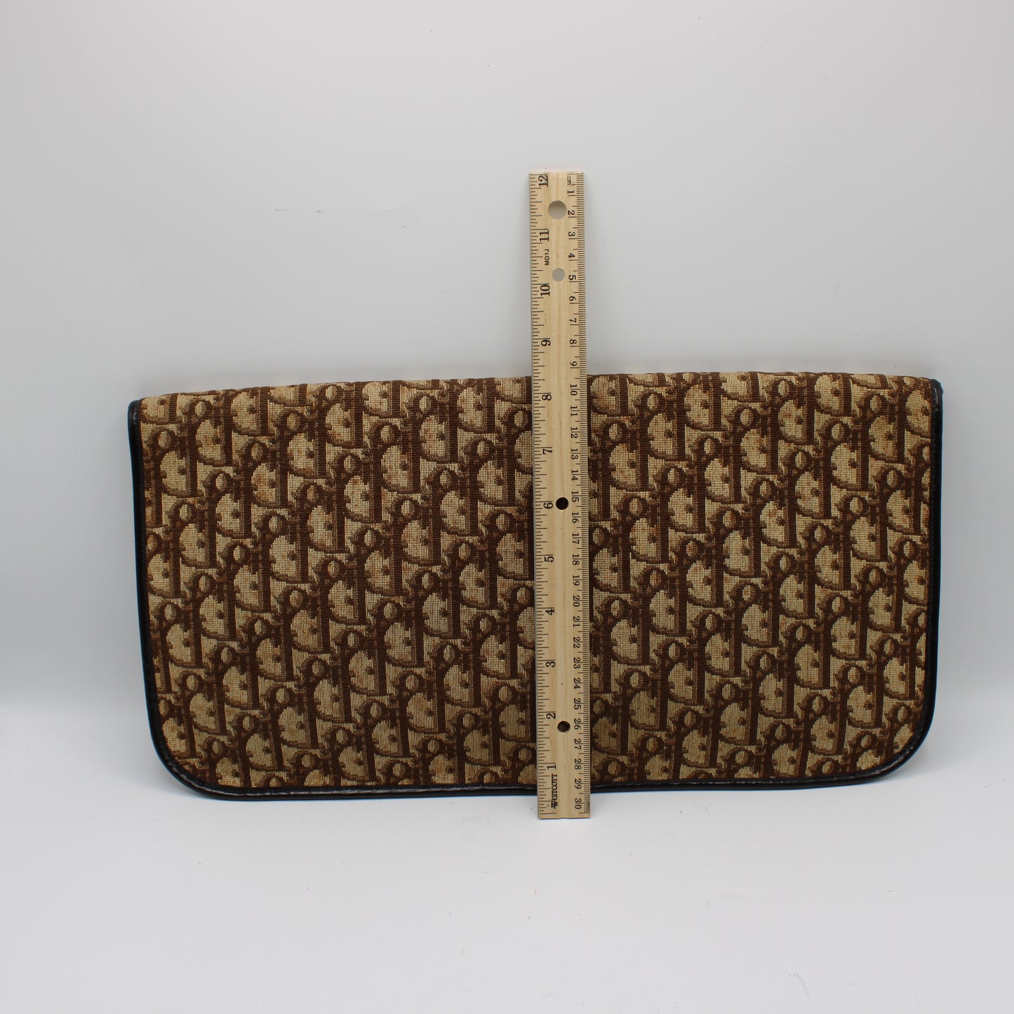 Christian Dior Carrie Monogram Canvas Leather Envelope Clutch Bag