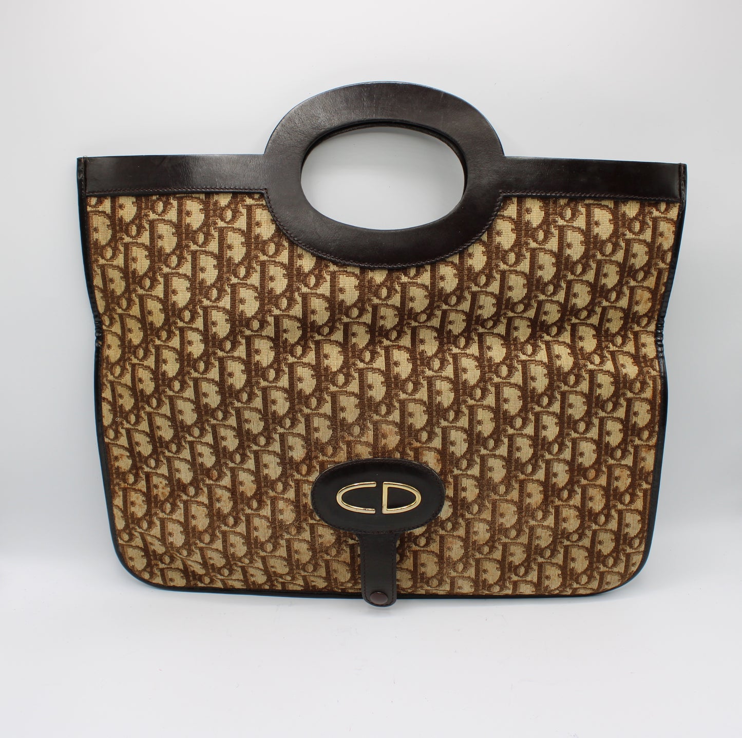 Christian Dior Carrie Monogram Canvas Leather Envelope Clutch Bag