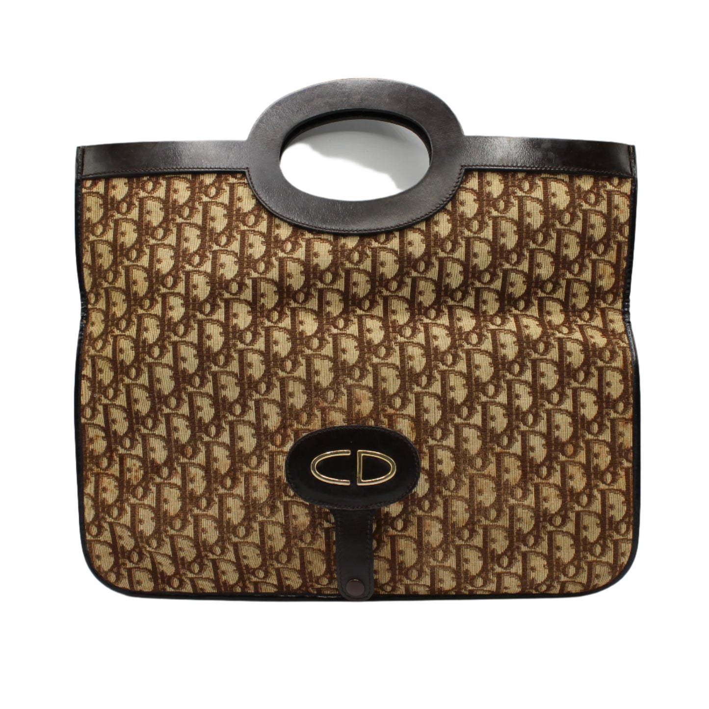 Christian Dior Carrie Monogram Canvas Leather Envelope Clutch Bag