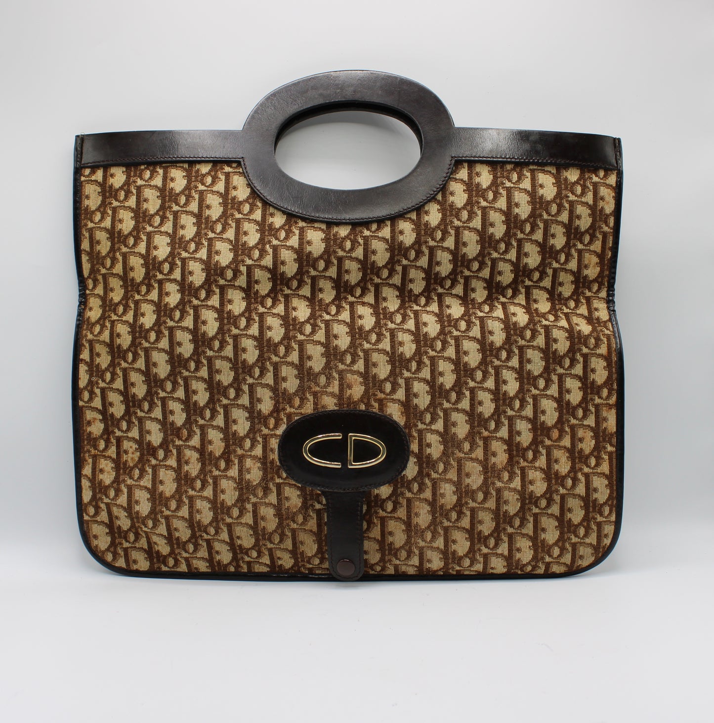 Christian Dior Carrie Monogram Canvas Leather Envelope Clutch Bag