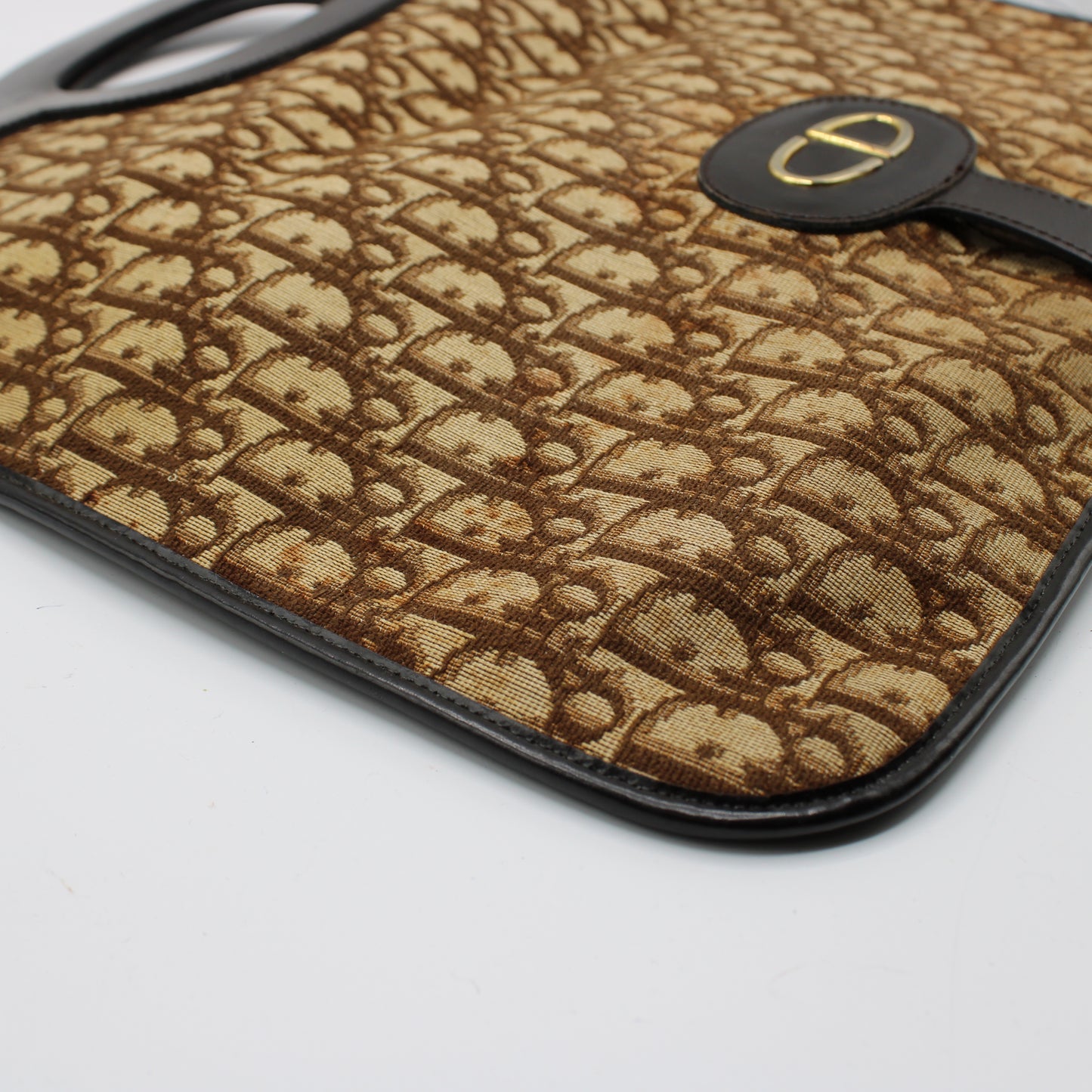Christian Dior Carrie Monogram Canvas Leather Envelope Clutch Bag