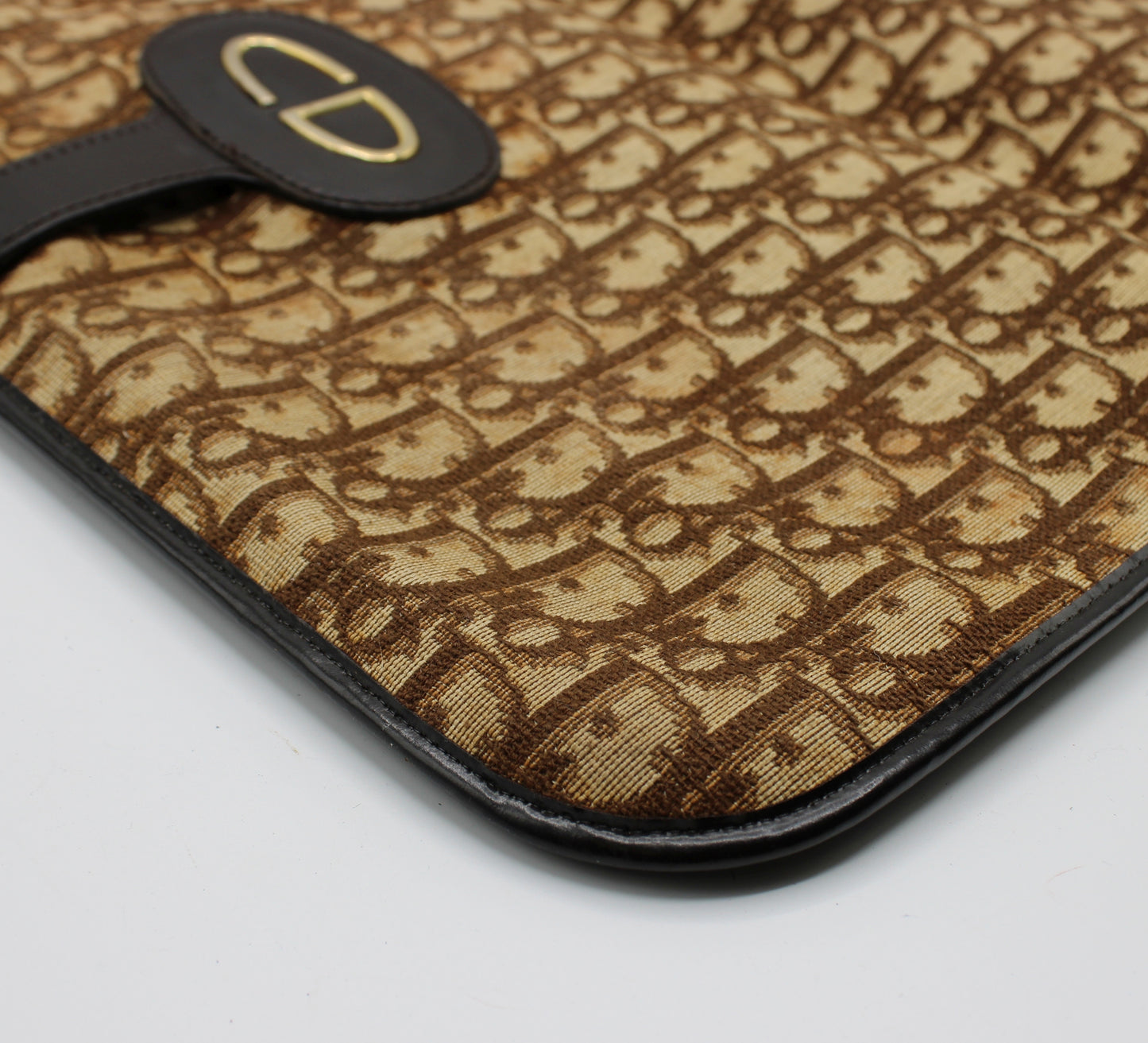 Christian Dior Carrie Monogram Canvas Leather Envelope Clutch Bag