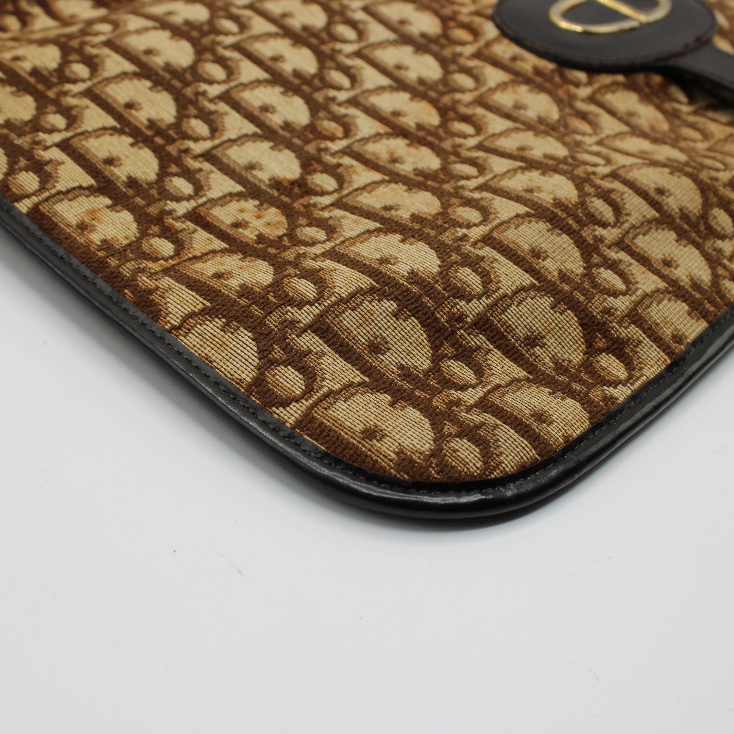 Christian Dior Carrie Monogram Canvas Leather Envelope Clutch Bag