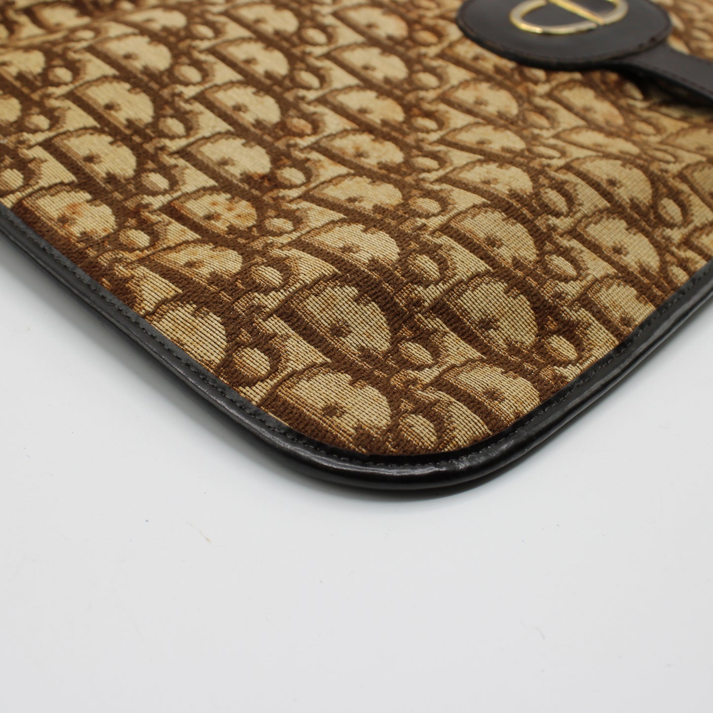 Christian Dior Carrie Monogram Canvas Leather Envelope Clutch Bag