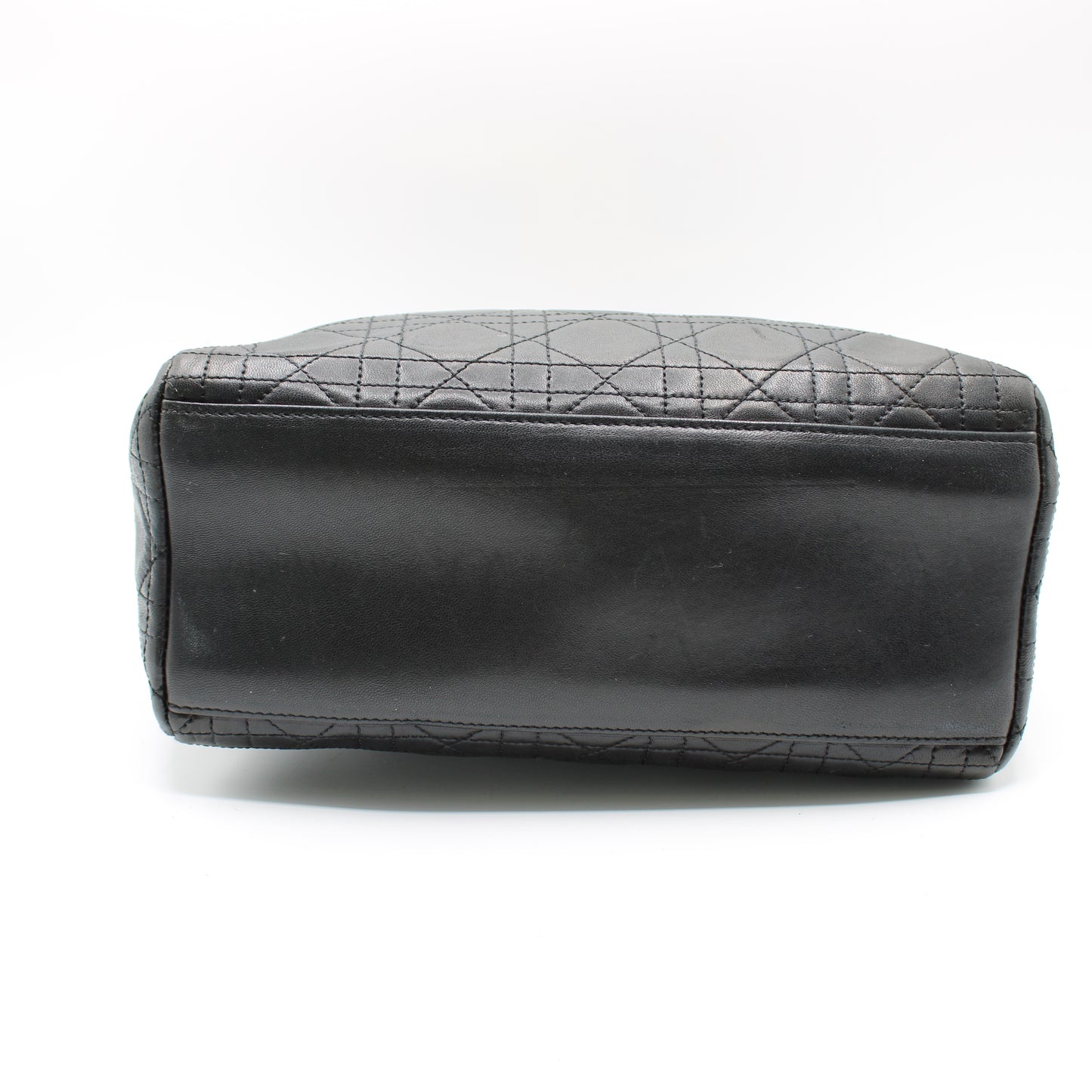Christian Dior Black Cannage Quilted Lambskin Medium Lady Dior Bag