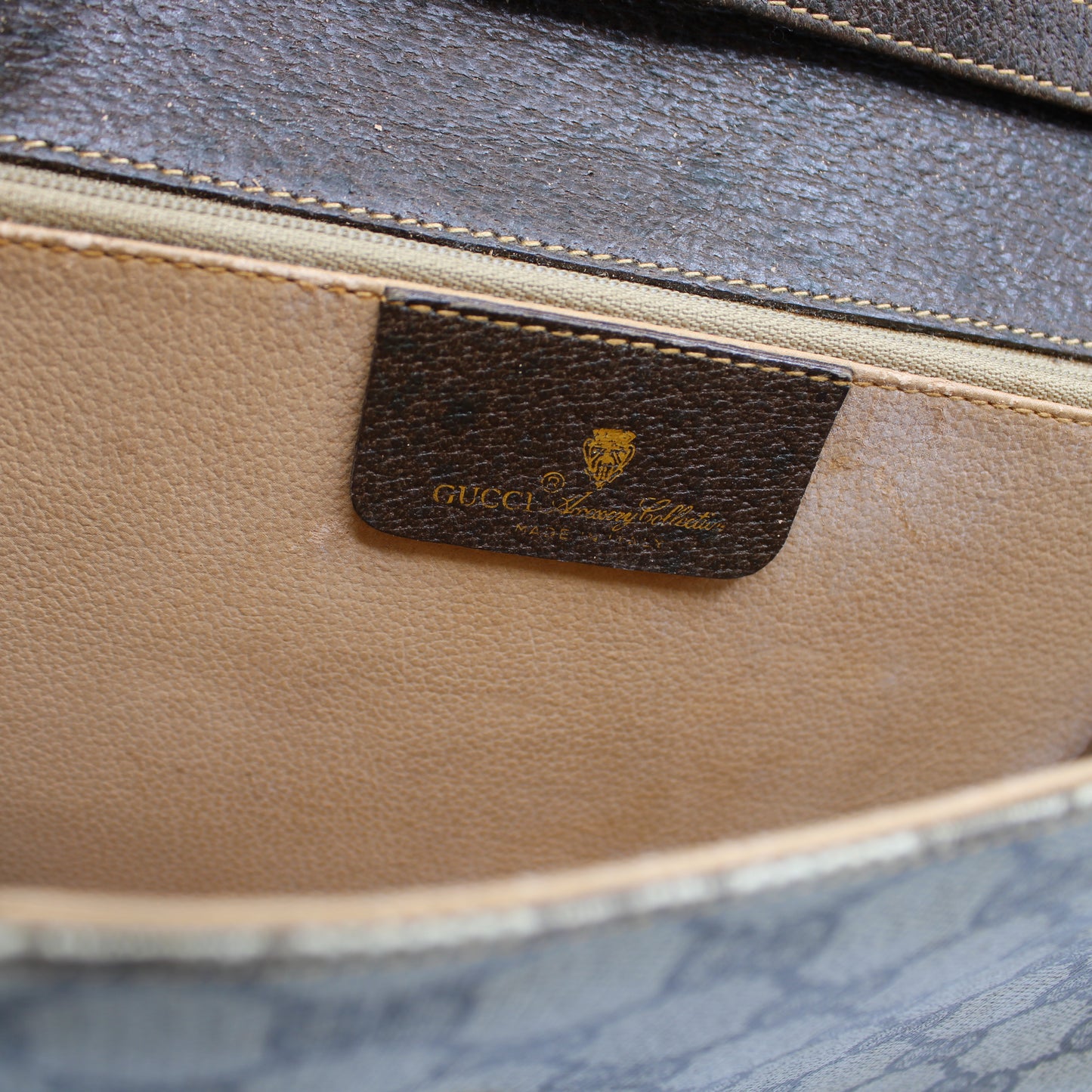 Gucci Beige GG Coated Canvas Brown Leather Flap Crossbody Bag