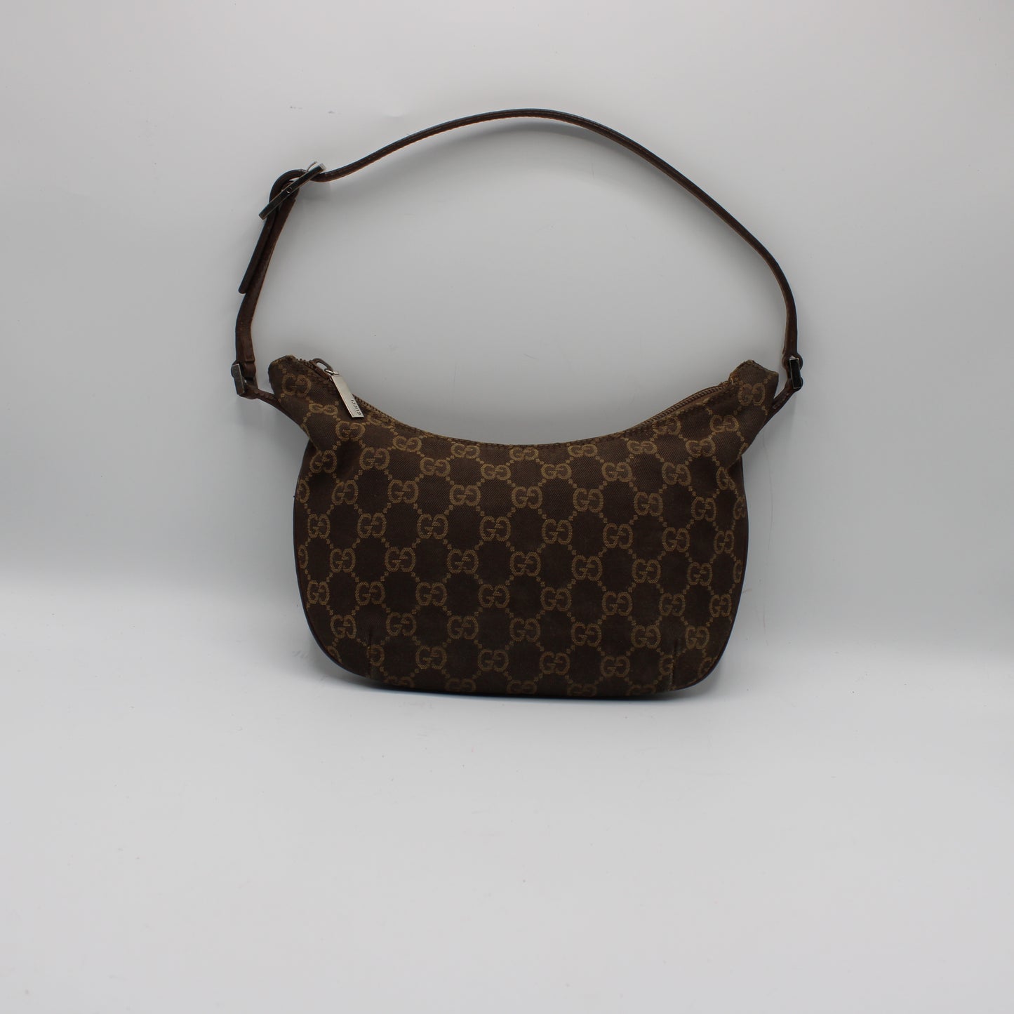 Gucci Brown GG Monogram Canvas Leather Shoulder Bag