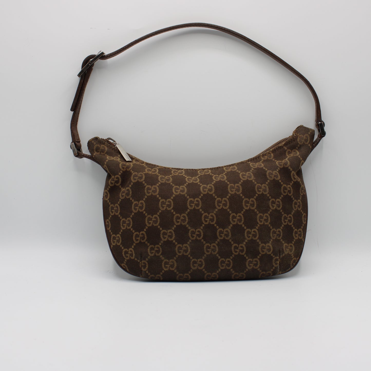 Gucci Brown GG Monogram Canvas Leather Shoulder Bag