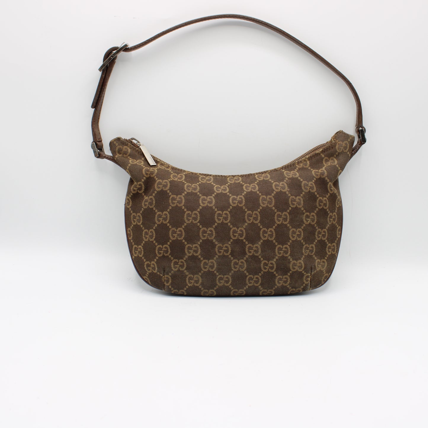 Gucci Brown GG Monogram Canvas Leather Shoulder Bag