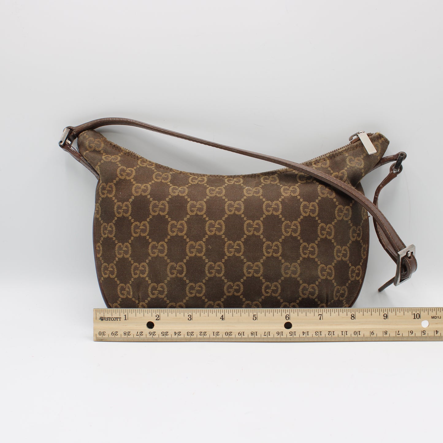 Gucci Brown GG Monogram Canvas Leather Shoulder Bag