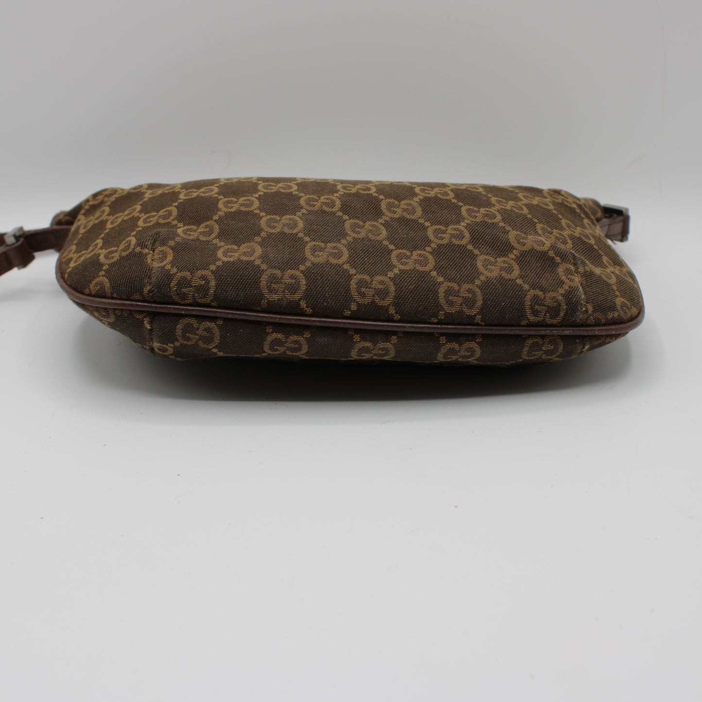 Gucci Brown GG Monogram Canvas Leather Shoulder Bag