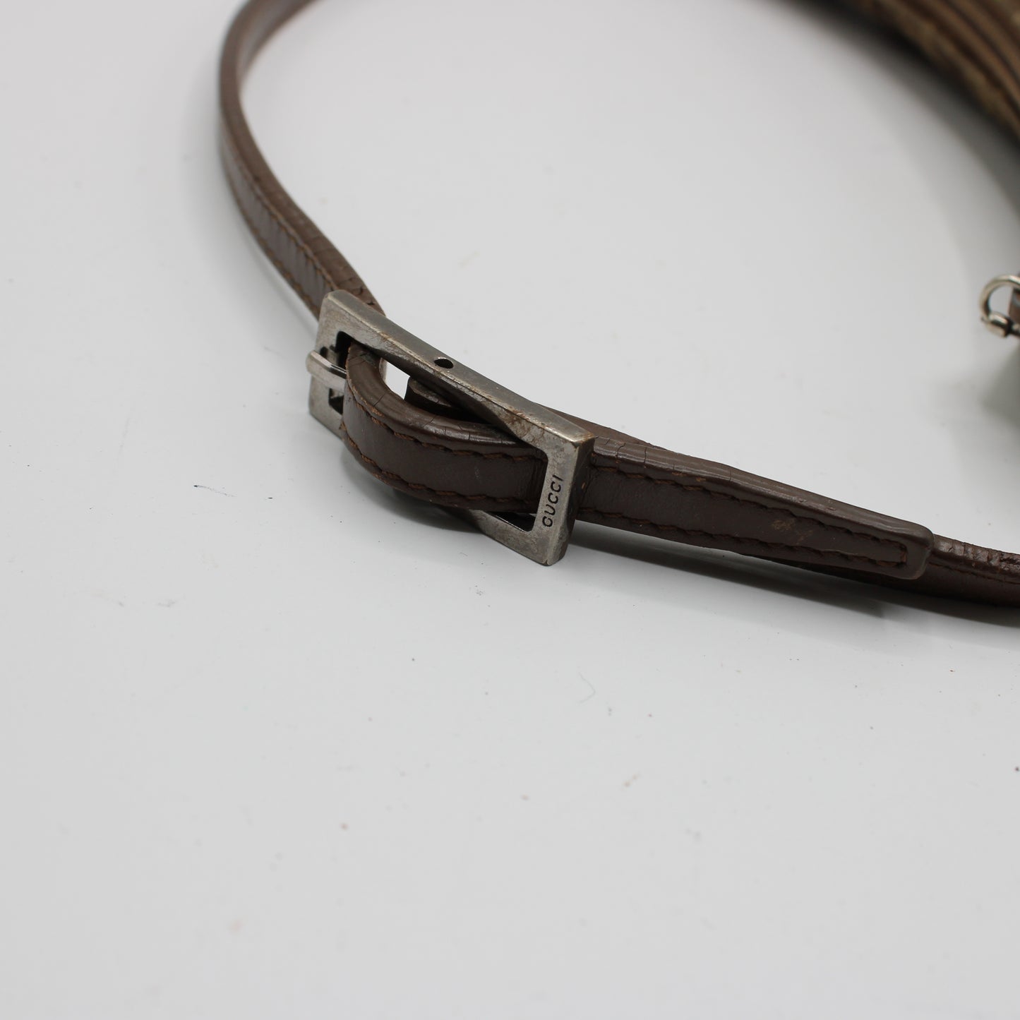Gucci Brown GG Monogram Canvas Leather Shoulder Bag