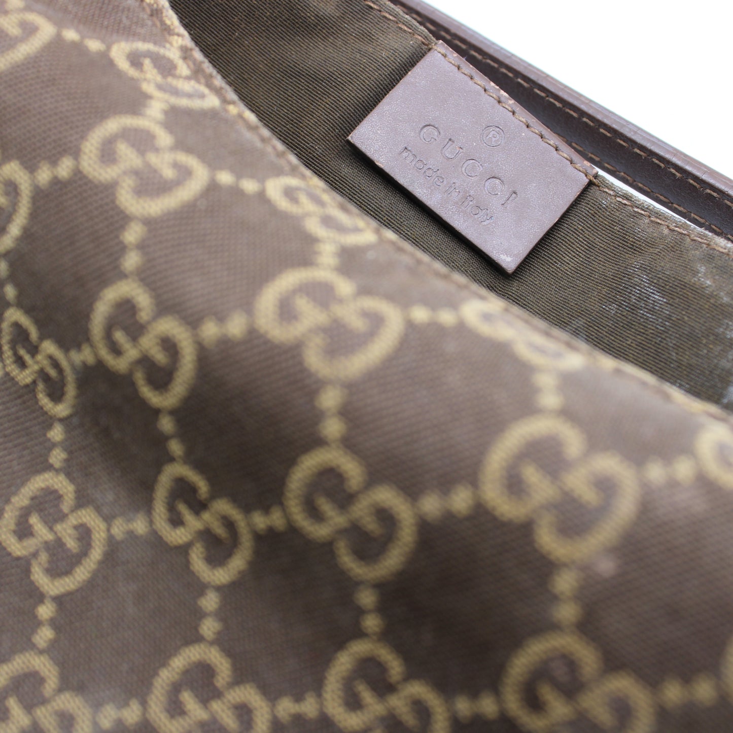 Gucci Brown GG Monogram Canvas Leather Shoulder Bag