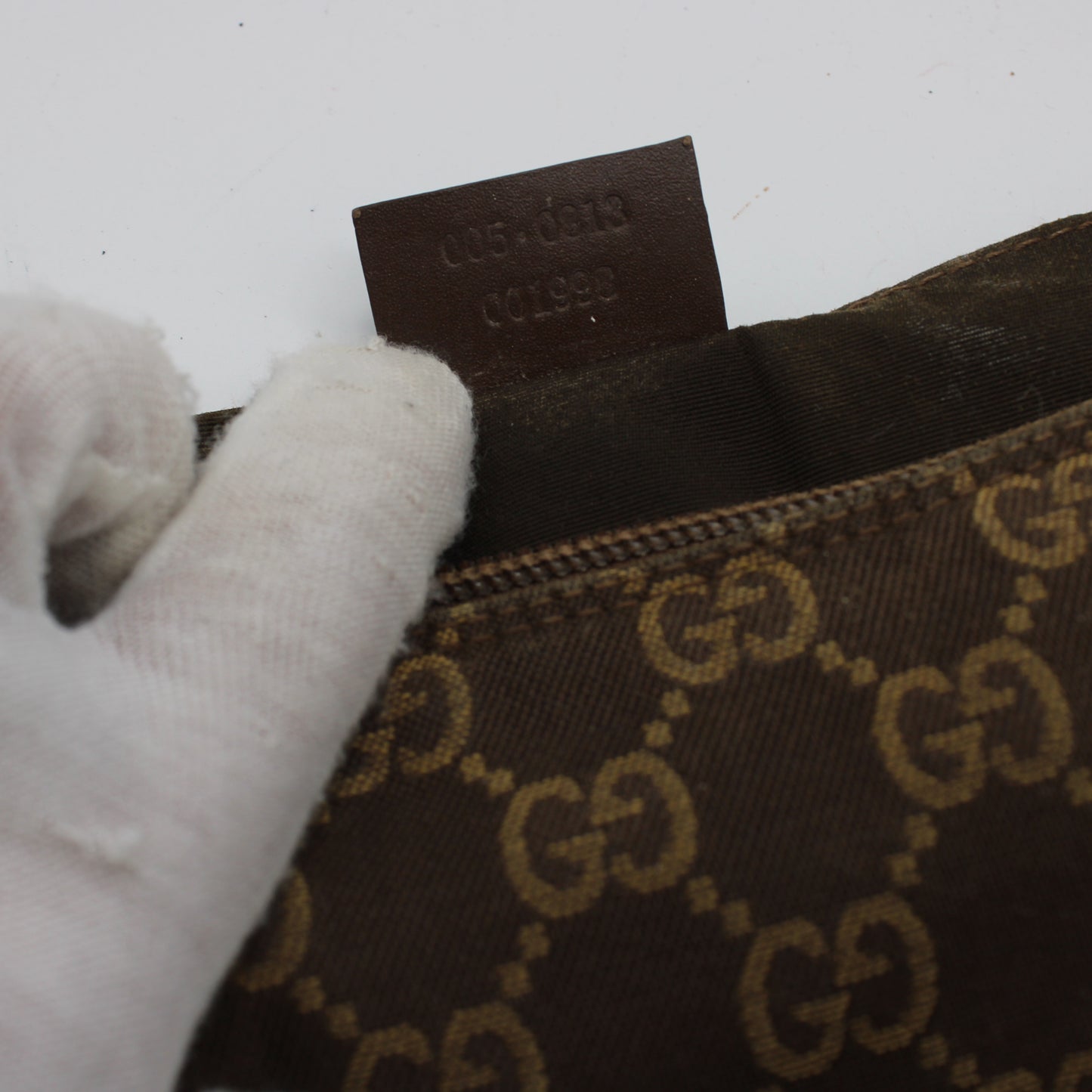 Gucci Brown GG Monogram Canvas Leather Shoulder Bag