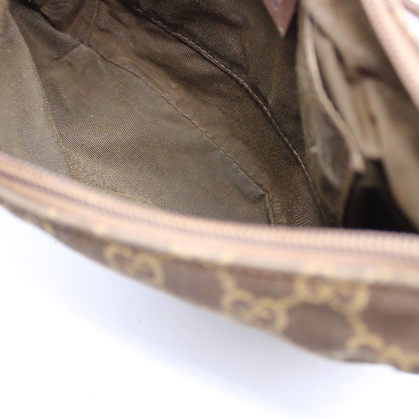 Gucci Brown GG Monogram Canvas Leather Shoulder Bag