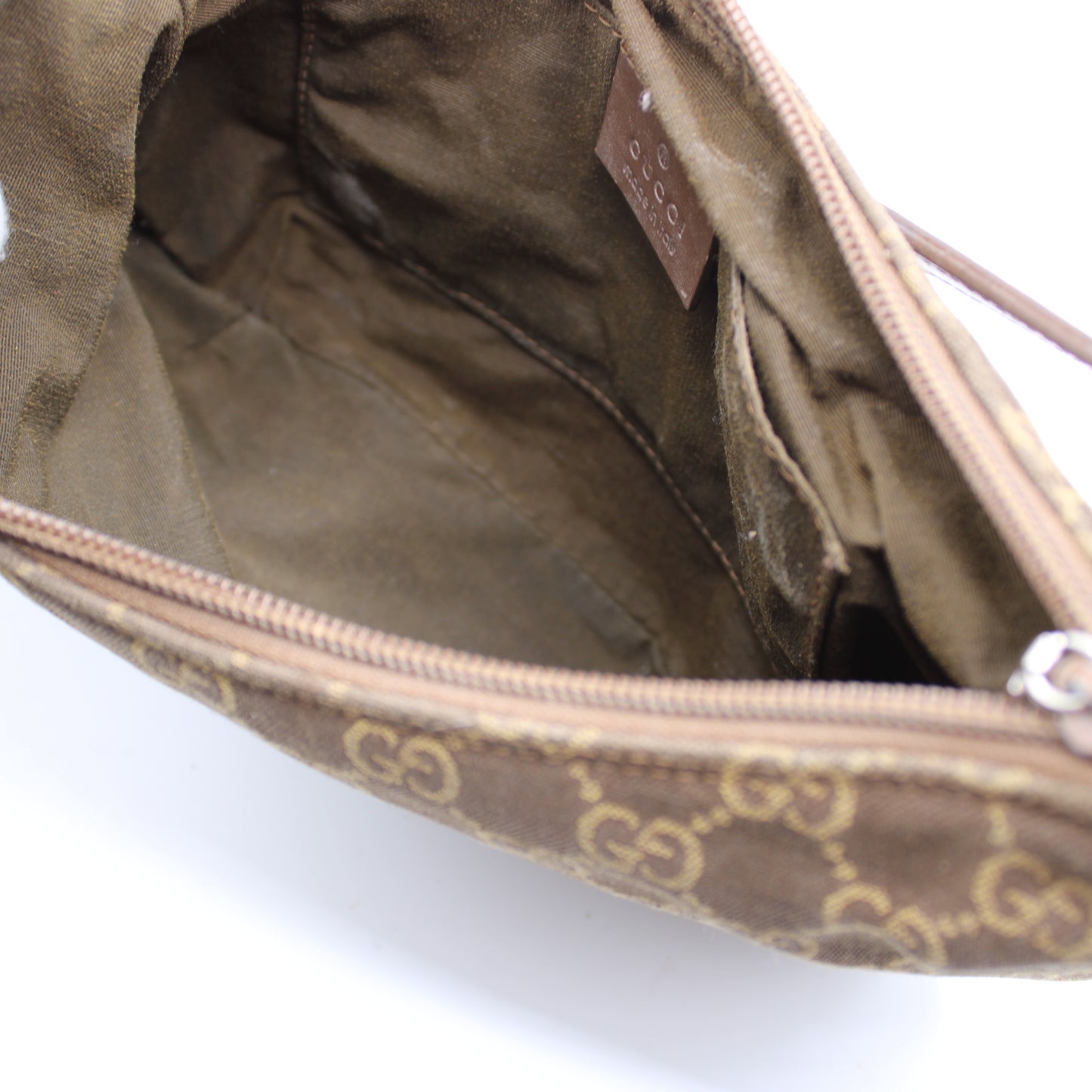 Gucci Brown GG Monogram Canvas Leather Shoulder Bag