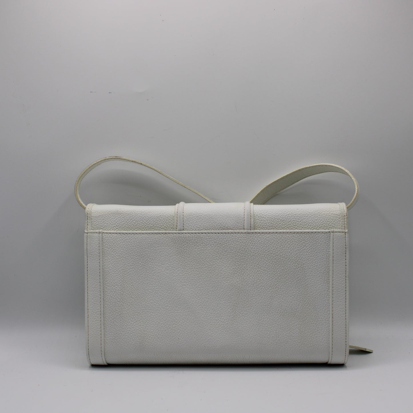 Yves Saint Laurent White Leather Gold Buckle Crossbody Clutch Bag